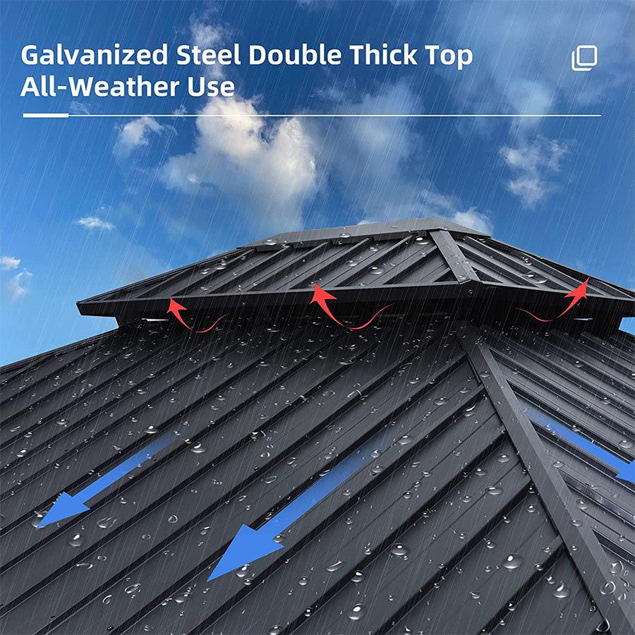 PURPLE LEAF Sunroom Hardtop Gazebo Solarium Wood Grain  Galvanized Steel Double Roof All-Weather Aluminum Outdoor Screen House - Image 10