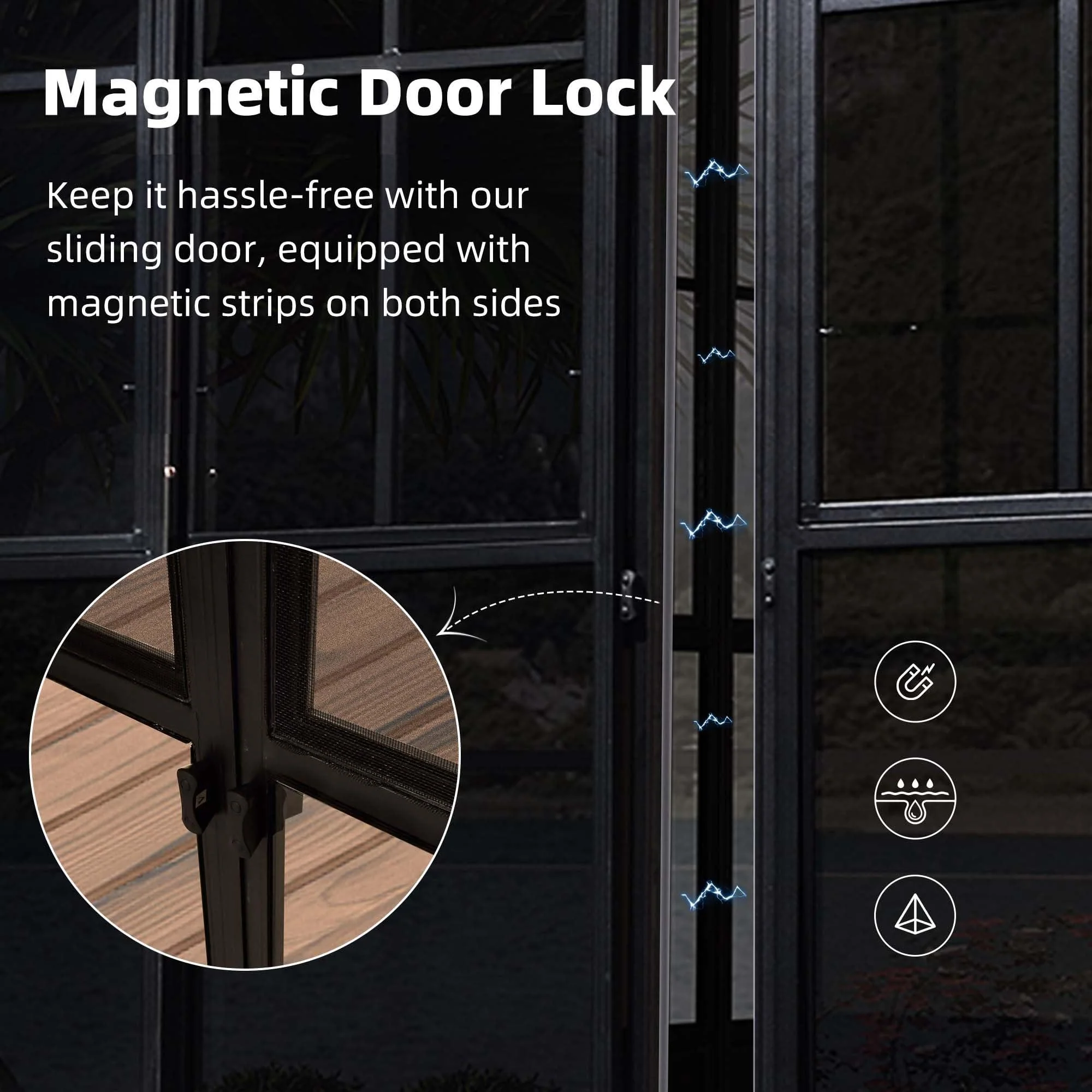 PURPLE LEAF Sunroom Hardtop Gazebo Solarium Wood Grain  Galvanized Steel Double Roof All-Weather Aluminum Outdoor Screen House - Image 12