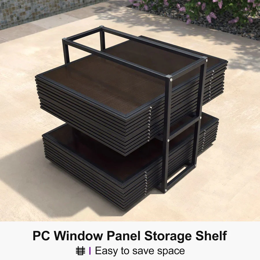 PURPLE LEAF Sunroom Hardtop Gazebo Solarium Wood Grain  Galvanized Steel Double Roof All-Weather Aluminum Outdoor Screen House - Image 63