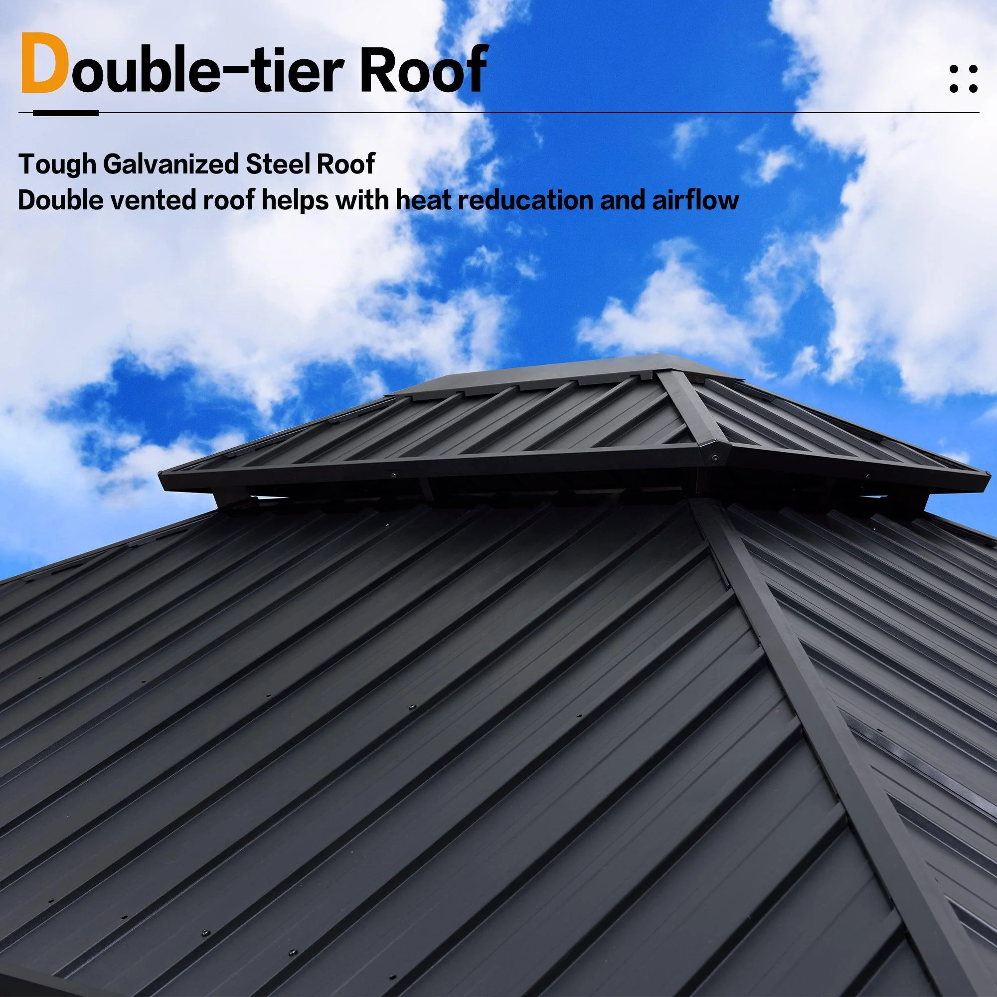 PURPLE LEAF Sunroom Hardtop Gazebo Solarium Wood Grain  Galvanized Steel Double Roof All-Weather Aluminum Outdoor Screen House - Image 9