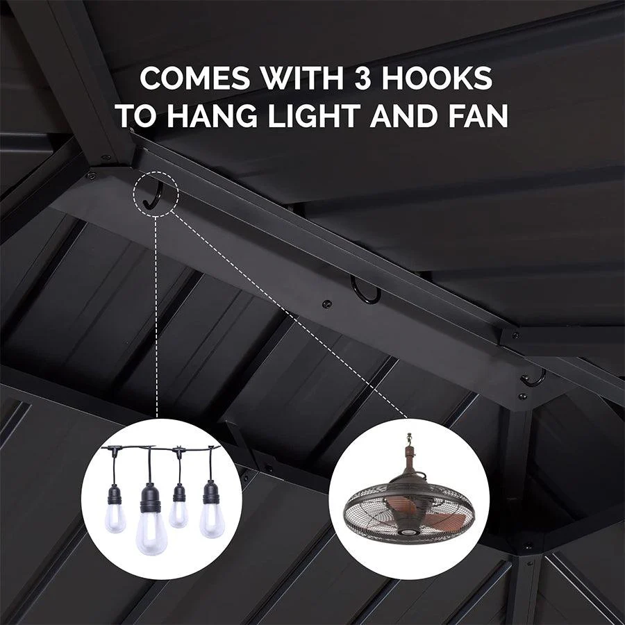 PURPLE LEAF Hardtop Grill Gazebo for Patio Bronze Permanent Metal Roof Outside Sun Shade Outdoor BBQ Canopy - Image 10