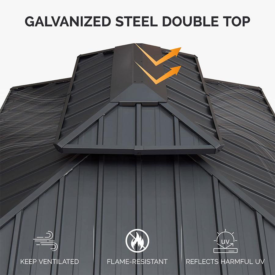 PURPLE LEAF Hardtop Grill Gazebo for Patio Bronze Permanent Metal Roof Outside Sun Shade Outdoor BBQ Canopy - Image 13