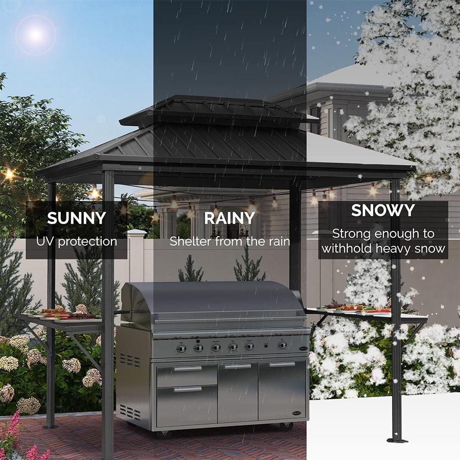 PURPLE LEAF Hardtop Grill Gazebo for Patio Bronze Permanent Metal Roof Outside Sun Shade Outdoor BBQ Canopy - Image 17