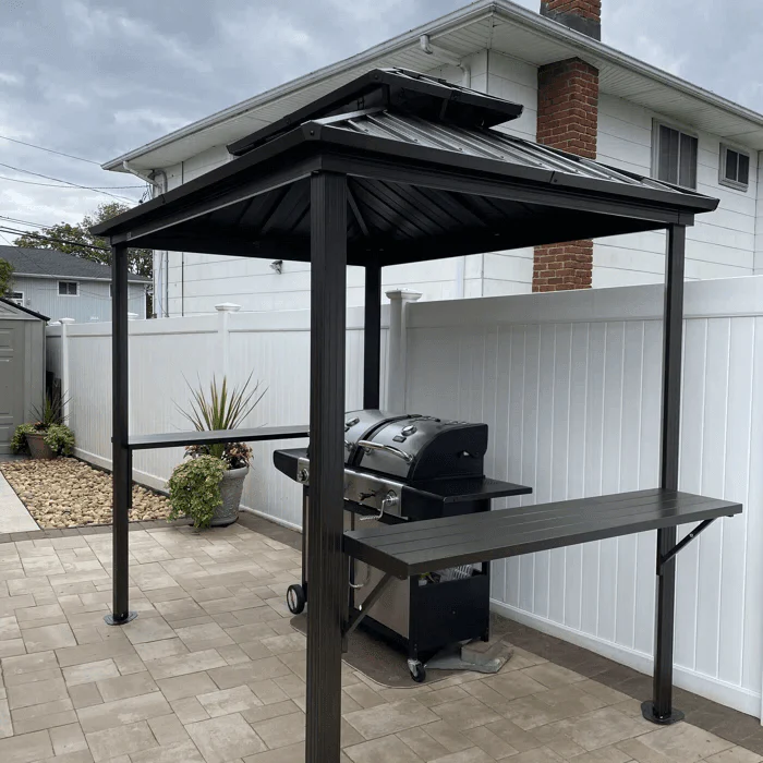 PURPLE LEAF Hardtop Grill Gazebo for Patio Bronze Permanent Metal Roof Outside Sun Shade Outdoor BBQ Canopy - Image 18