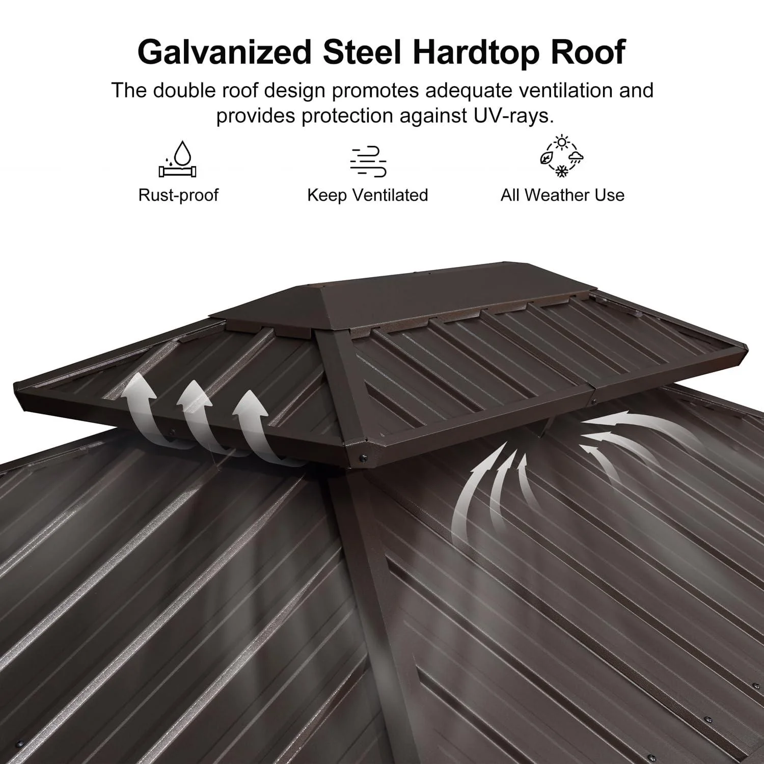 PURPLE LEAF Hardtop Grill Gazebo for Patio Bronze Permanent Metal Roof Outside Sun Shade Outdoor BBQ Canopy - Image 29