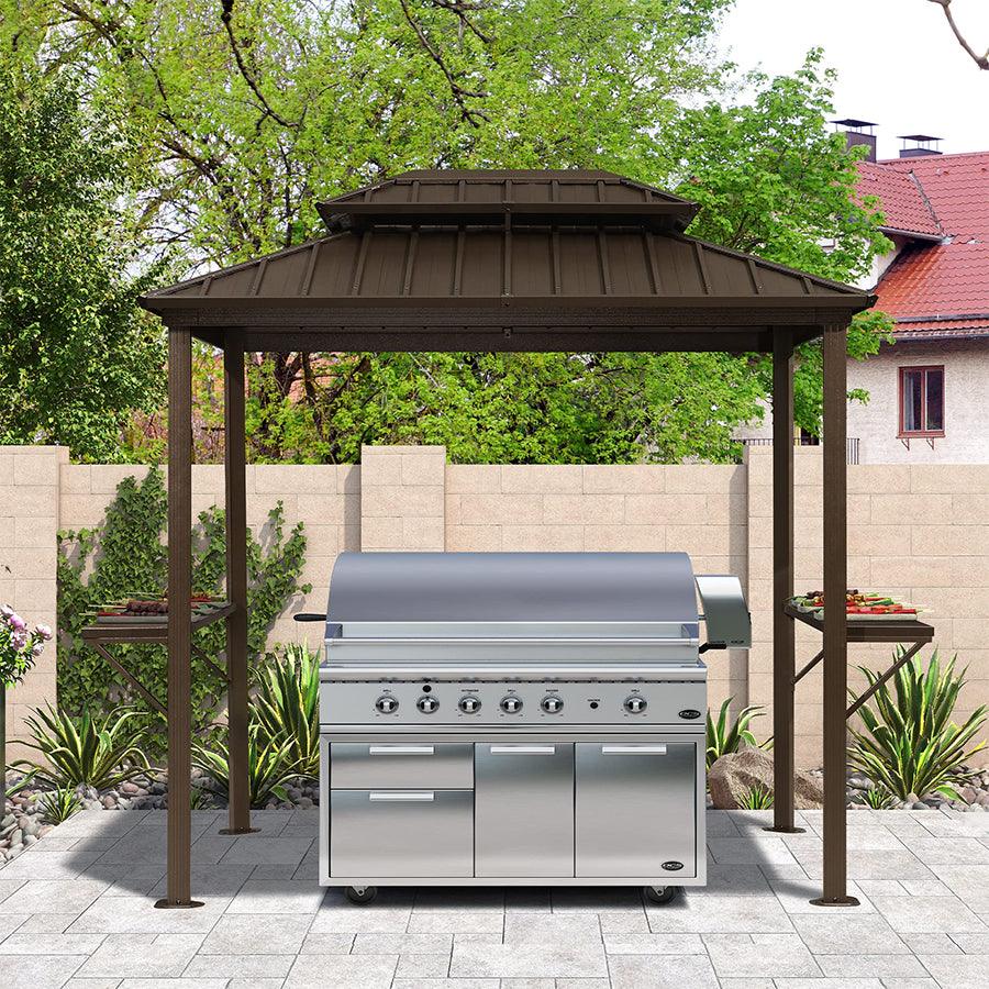 PURPLE LEAF Hardtop Grill Gazebo for Patio Bronze Permanent Metal Roof Outside Sun Shade Outdoor BBQ Canopy - Image 3
