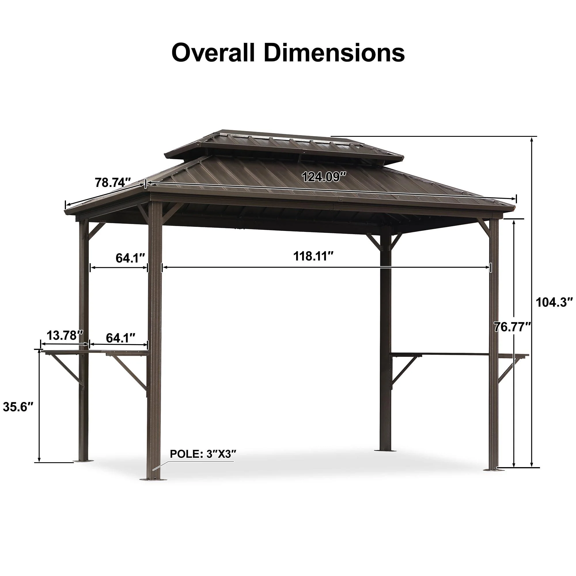 PURPLE LEAF Hardtop Grill Gazebo for Patio Bronze Permanent Metal Roof Outside Sun Shade Outdoor BBQ Canopy - Image 32