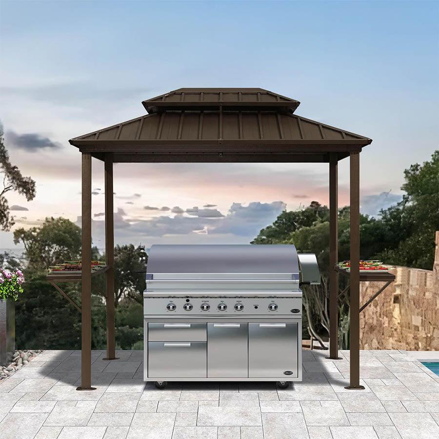 PURPLE LEAF Hardtop Grill Gazebo for Patio Bronze Permanent Metal Roof Outside Sun Shade Outdoor BBQ Canopy - Image 37