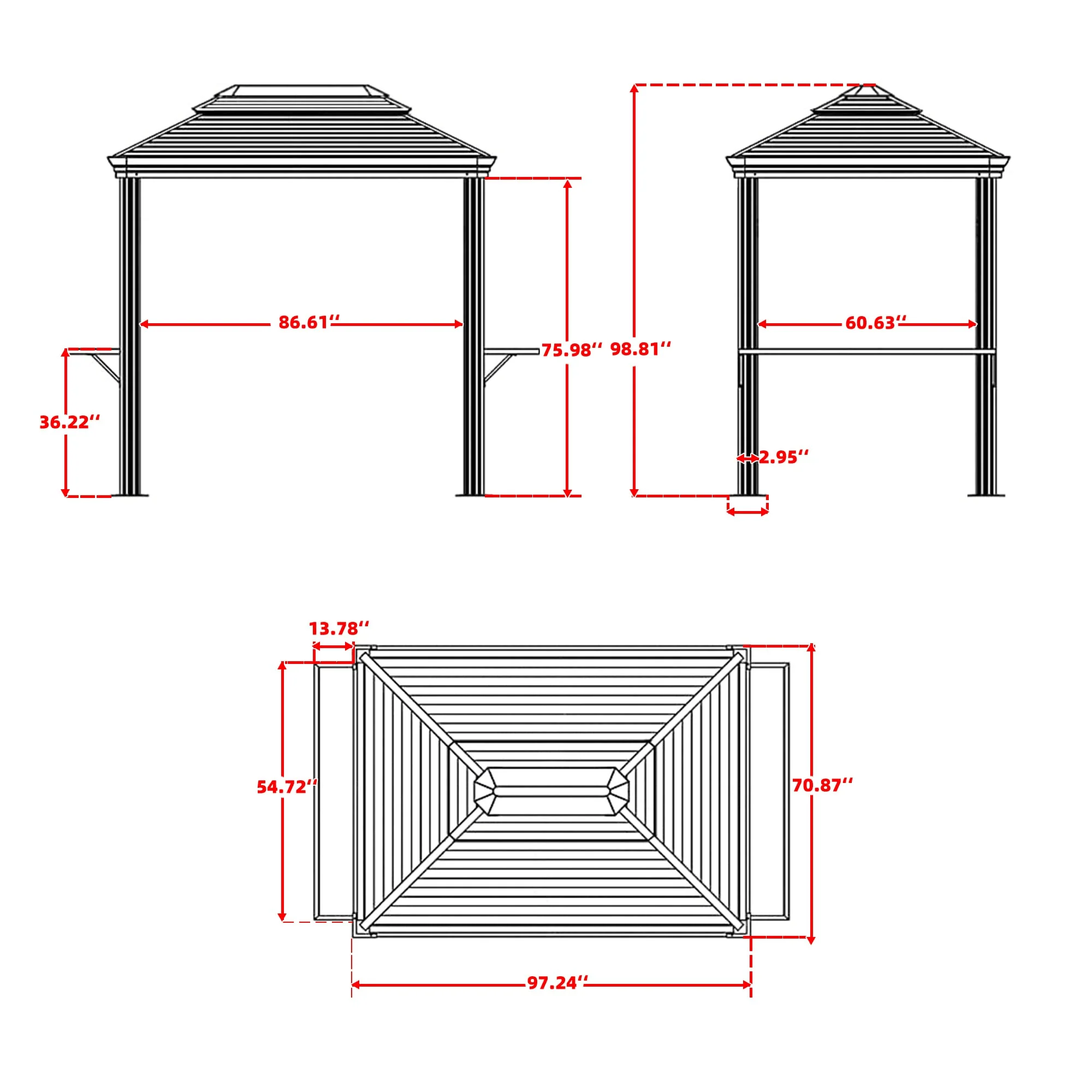 PURPLE LEAF Hardtop Grill Gazebo for Patio Bronze Permanent Metal Roof Outside Sun Shade Outdoor BBQ Canopy - Image 4