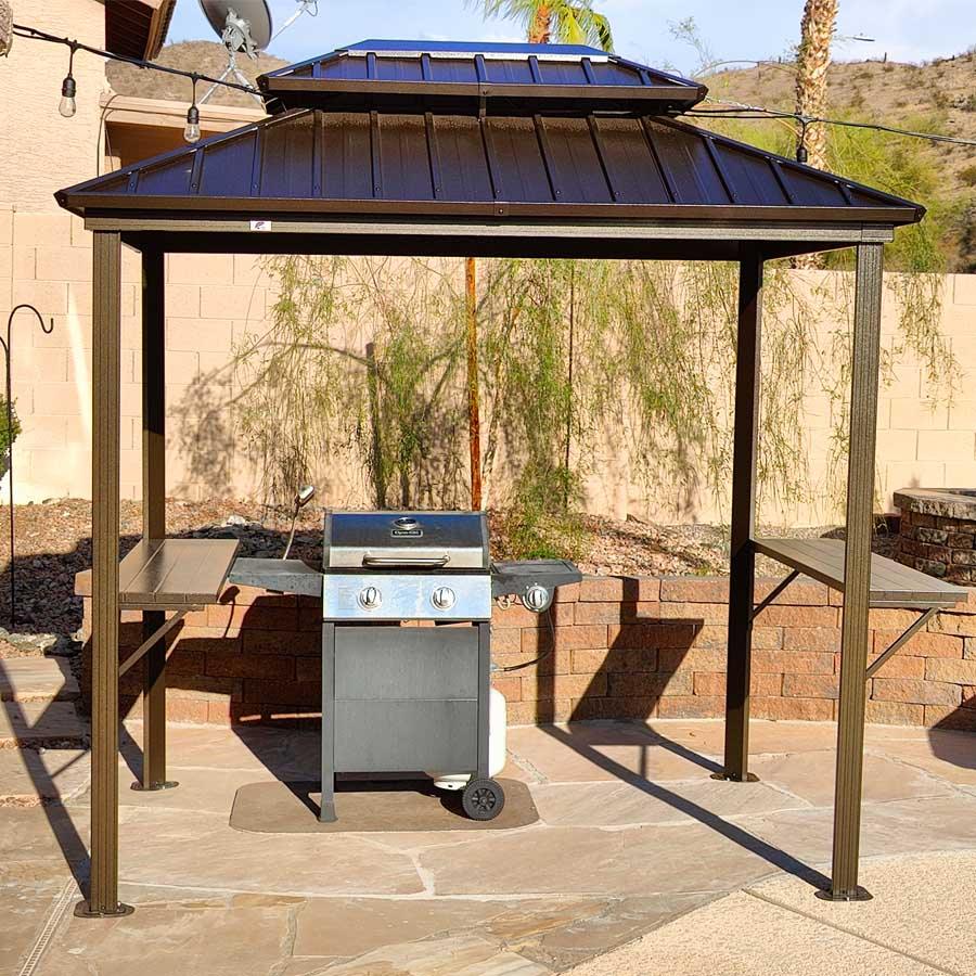 PURPLE LEAF Hardtop Grill Gazebo for Patio Bronze Permanent Metal Roof Outside Sun Shade Outdoor BBQ Canopy - Image 44