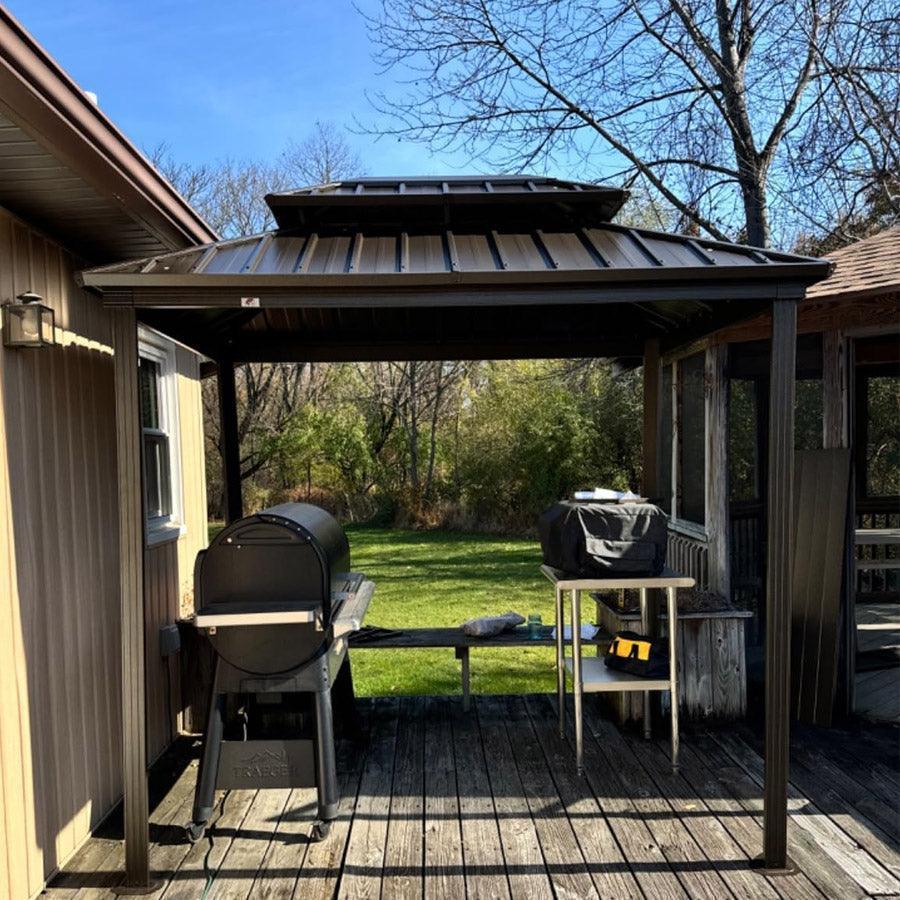 PURPLE LEAF Hardtop Grill Gazebo for Patio Bronze Permanent Metal Roof Outside Sun Shade Outdoor BBQ Canopy - Image 46