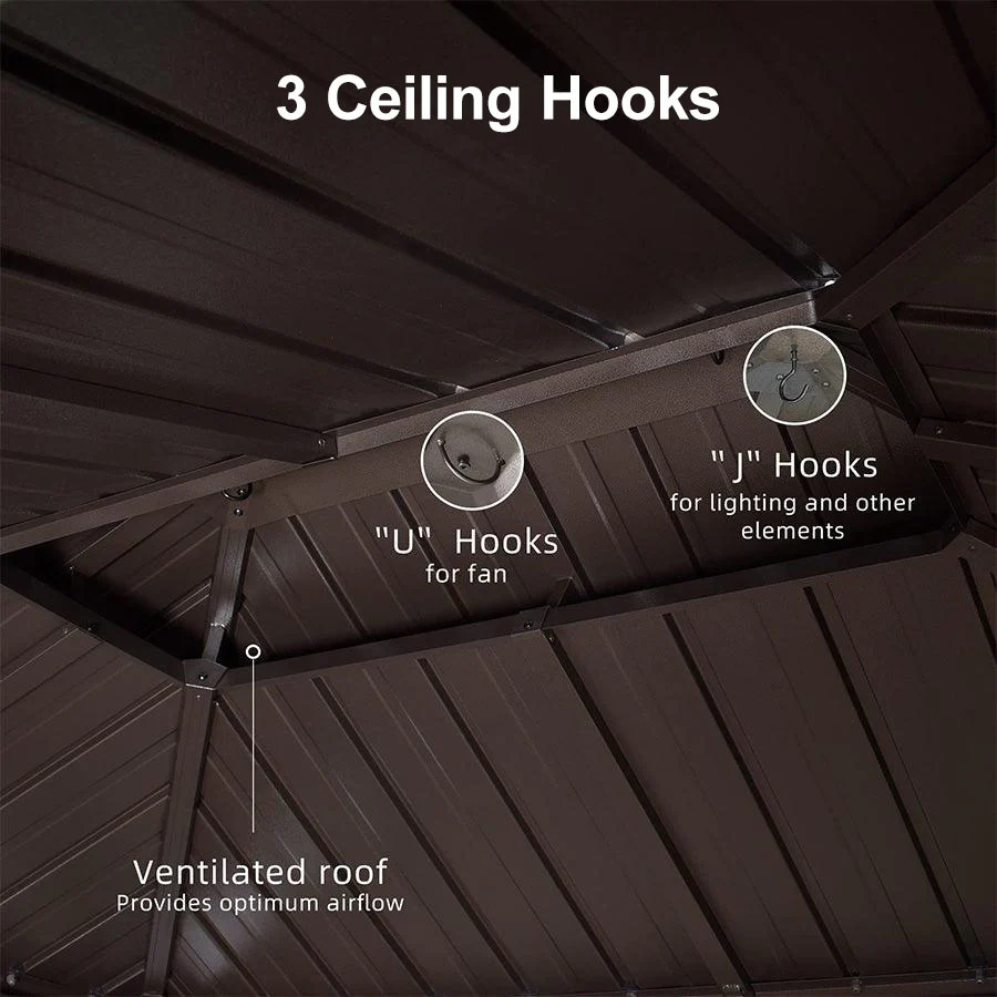 PURPLE LEAF Hardtop Grill Gazebo for Patio Bronze Permanent Metal Roof Outside Sun Shade Outdoor BBQ Canopy - Image 47