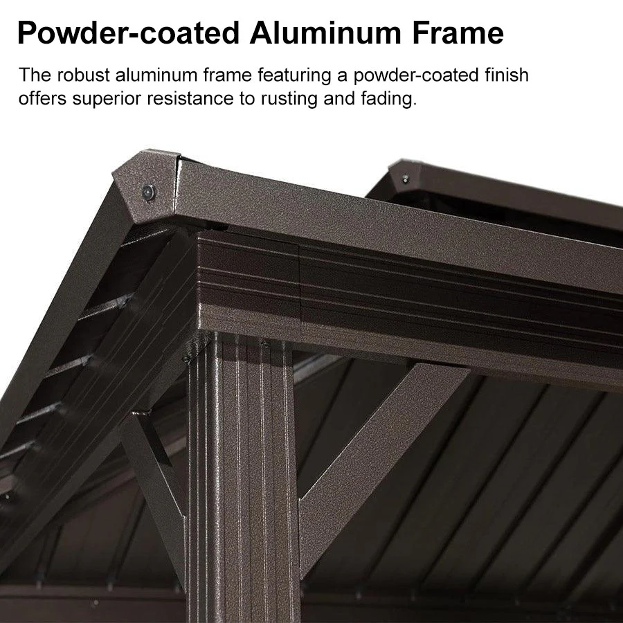 PURPLE LEAF Hardtop Grill Gazebo for Patio Bronze Permanent Metal Roof Outside Sun Shade Outdoor BBQ Canopy - Image 48