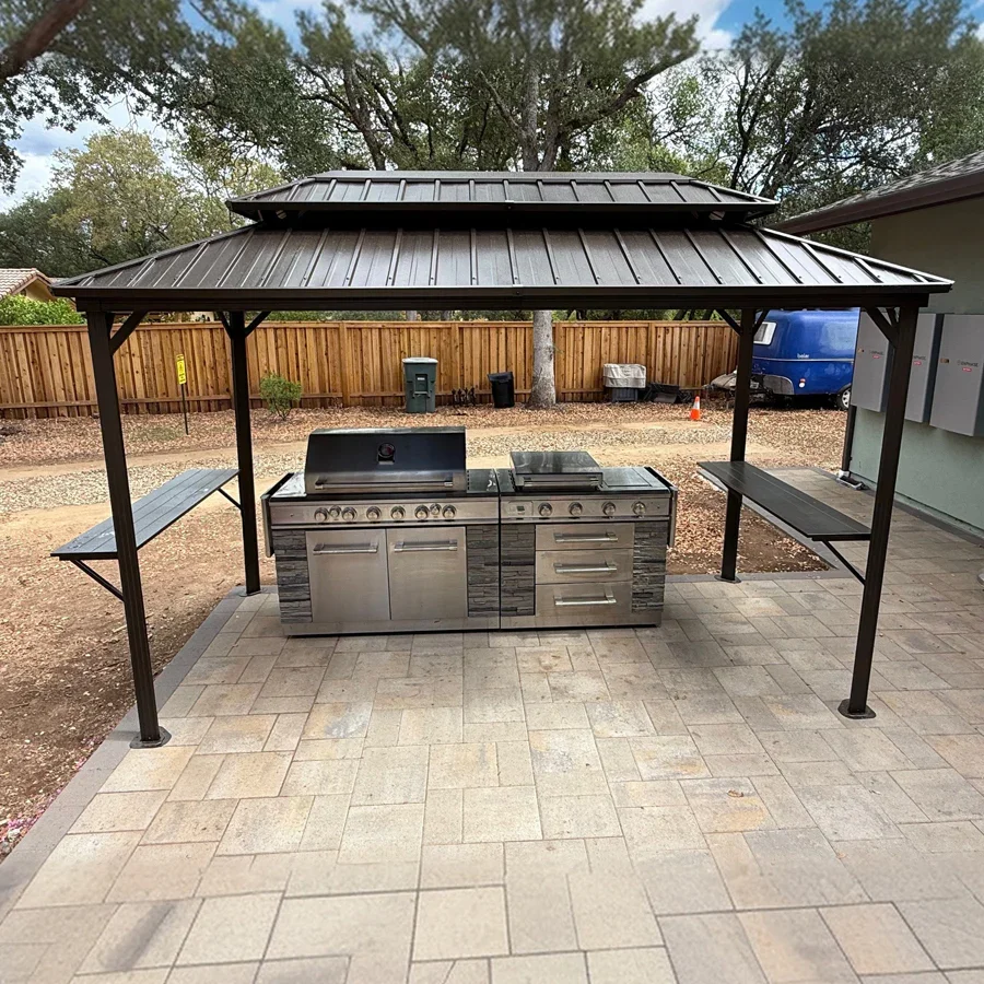 PURPLE LEAF Hardtop Grill Gazebo for Patio Bronze Permanent Metal Roof Outside Sun Shade Outdoor BBQ Canopy - Image 55