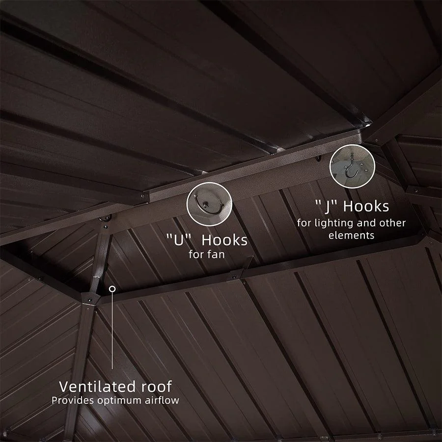 PURPLE LEAF Hardtop Grill Gazebo for Patio Bronze Permanent Metal Roof Outside Sun Shade Outdoor BBQ Canopy - Image 6