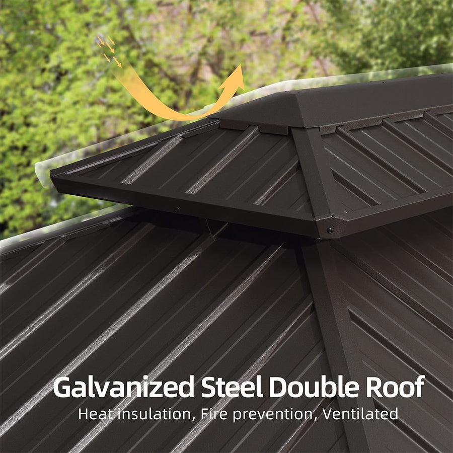 PURPLE LEAF Hardtop Grill Gazebo for Patio Bronze Permanent Metal Roof Outside Sun Shade Outdoor BBQ Canopy - Image 8