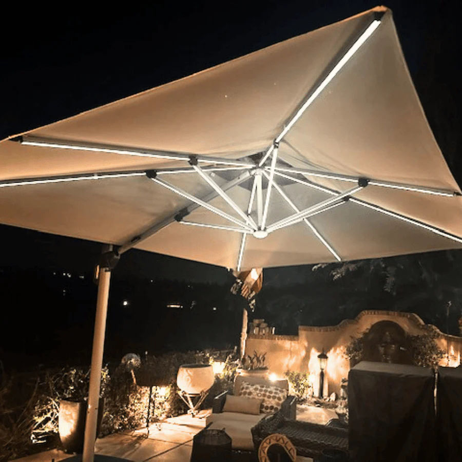 PURPLE LEAF Solar Powered Umbrella LED Rectangular Patio Umbrella with Lights - Image 12