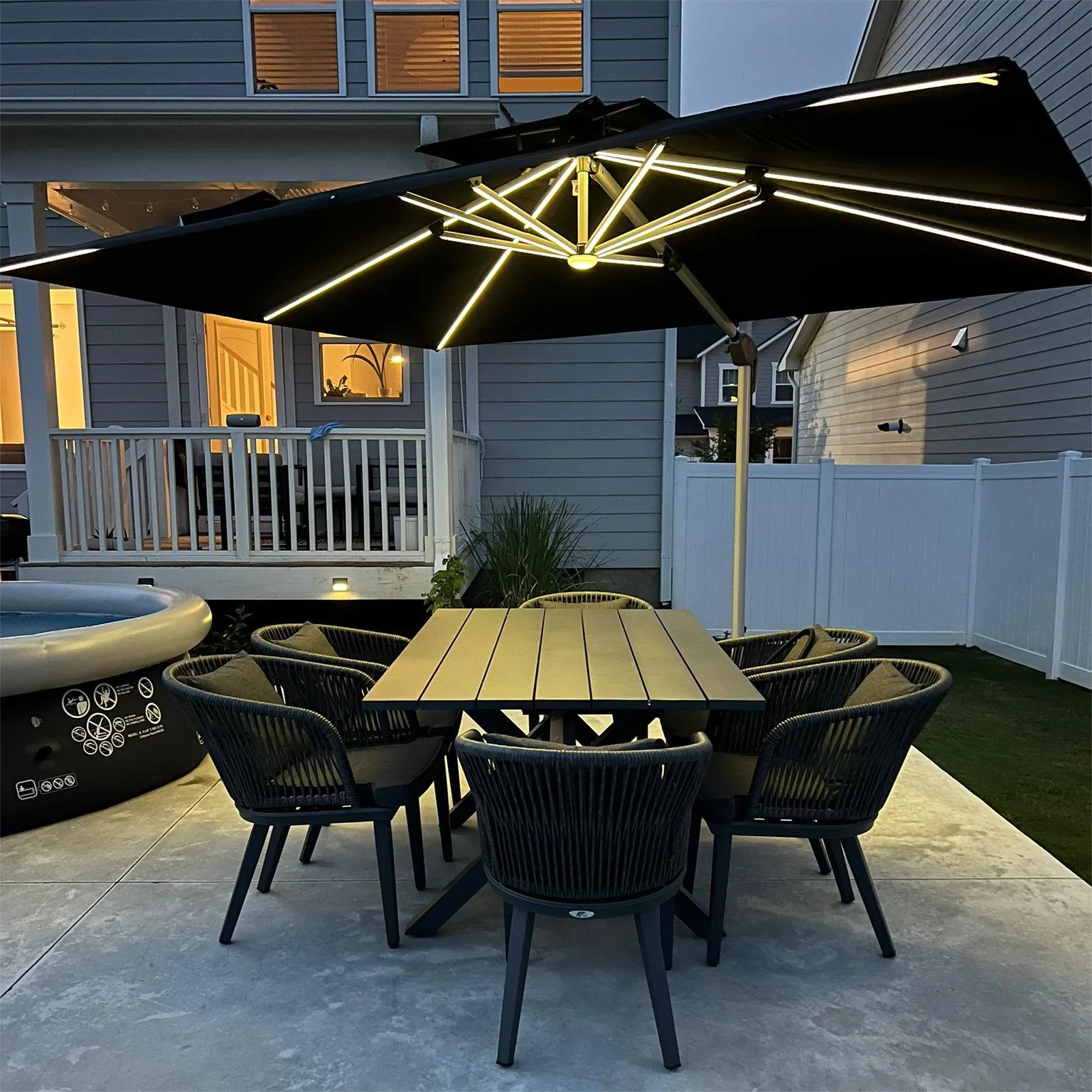 PURPLE LEAF Solar Powered Umbrella LED Rectangular Patio Umbrella with Lights - Image 155