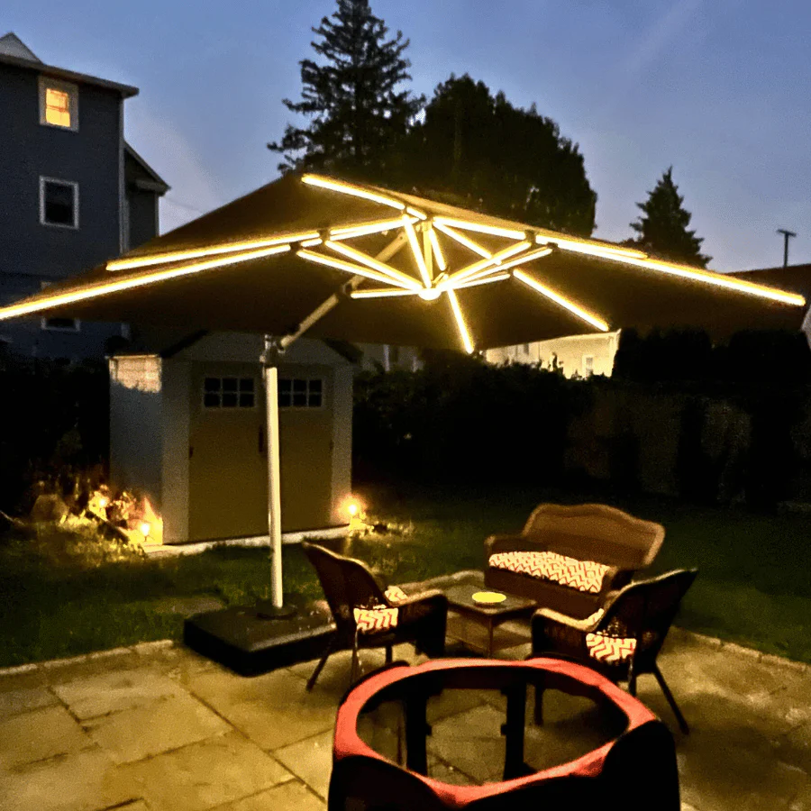 PURPLE LEAF Solar Powered Umbrella LED Rectangular Patio Umbrella with Lights - Image 156