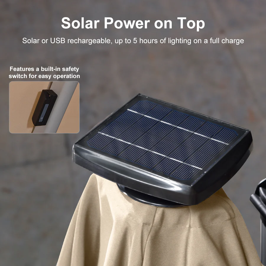 PURPLE LEAF Solar Powered Umbrella LED Rectangular Patio Umbrella with Lights - Image 160