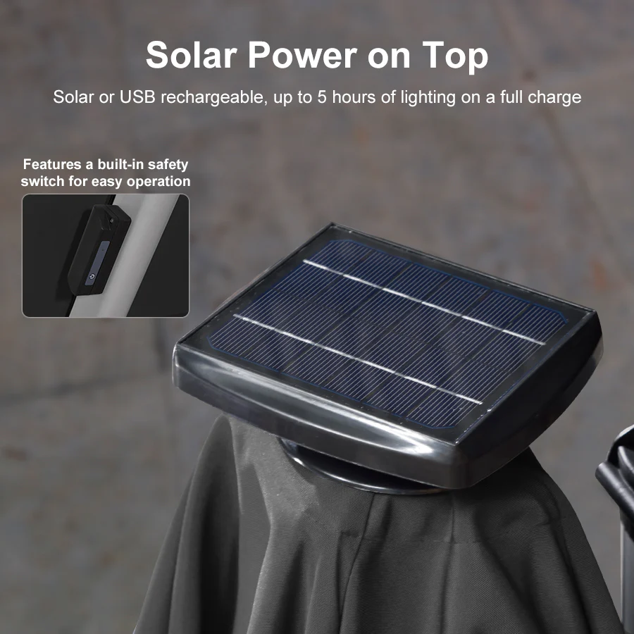 PURPLE LEAF Solar Powered Umbrella LED Rectangular Patio Umbrella with Lights - Image 161