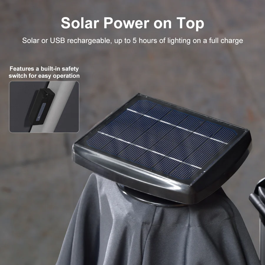 PURPLE LEAF Solar Powered Umbrella LED Rectangular Patio Umbrella with Lights - Image 163