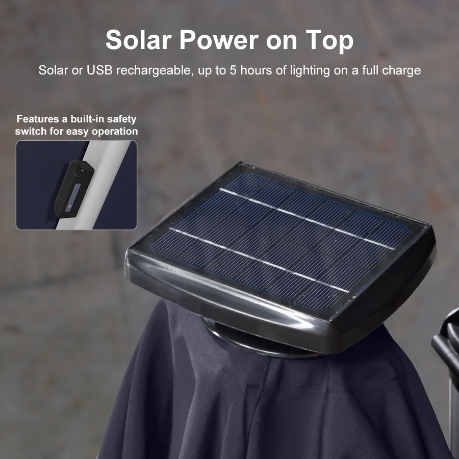 PURPLE LEAF Solar Powered Umbrella LED Rectangular Patio Umbrella with Lights - Image 164