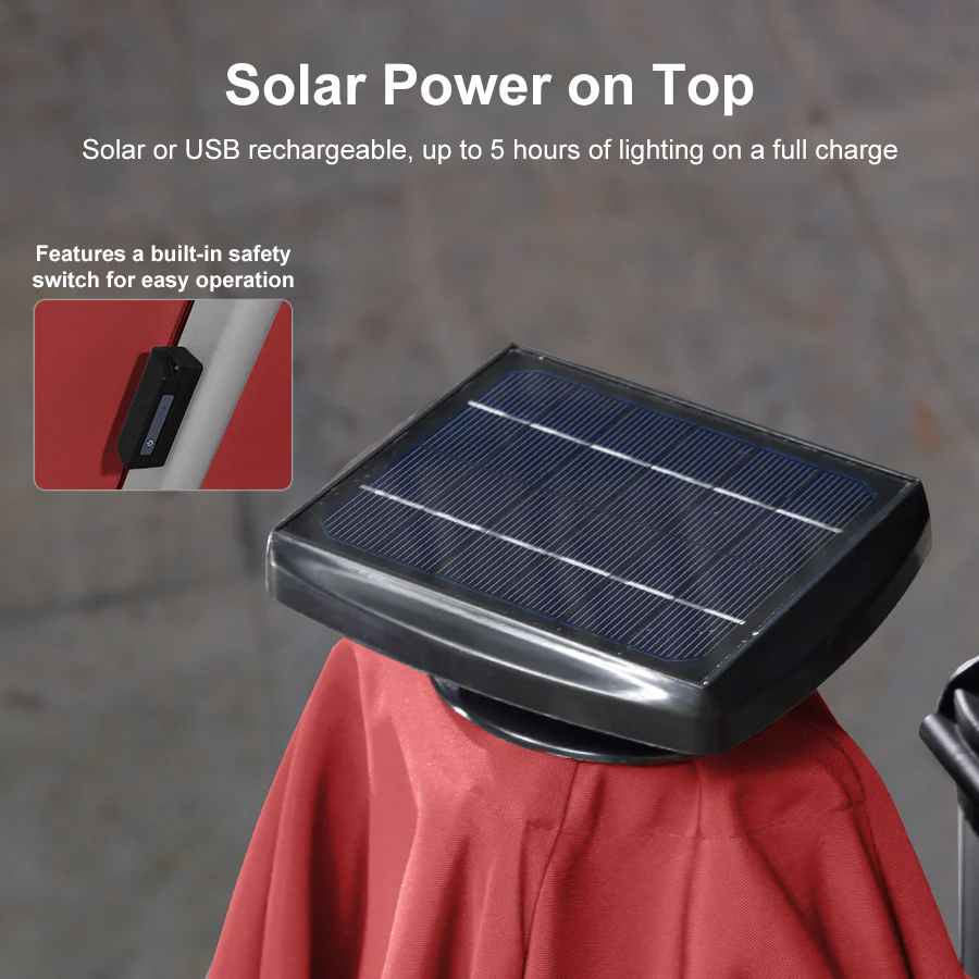 PURPLE LEAF Solar Powered Umbrella LED Rectangular Patio Umbrella with Lights - Image 165