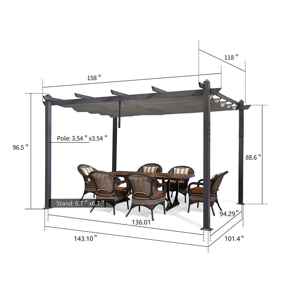 PURPLE LEAF Outdoor Pergola with Retractable Canopy Aluminum Shelter for Porch Garden  Beach Shade Pavilion Pergola Modern Backyard Deck - Image 106