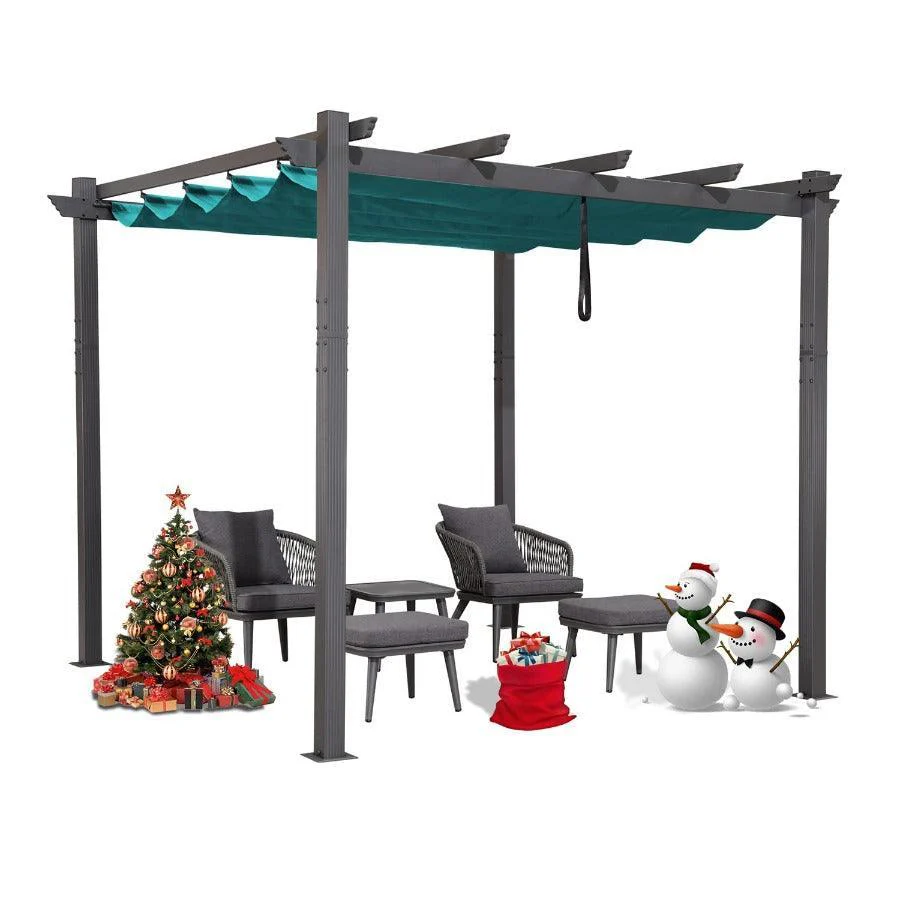 PURPLE LEAF Outdoor Pergola with Retractable Canopy Aluminum Shelter for Porch Garden  Beach Shade Pavilion Pergola Modern Backyard Deck - Image 13