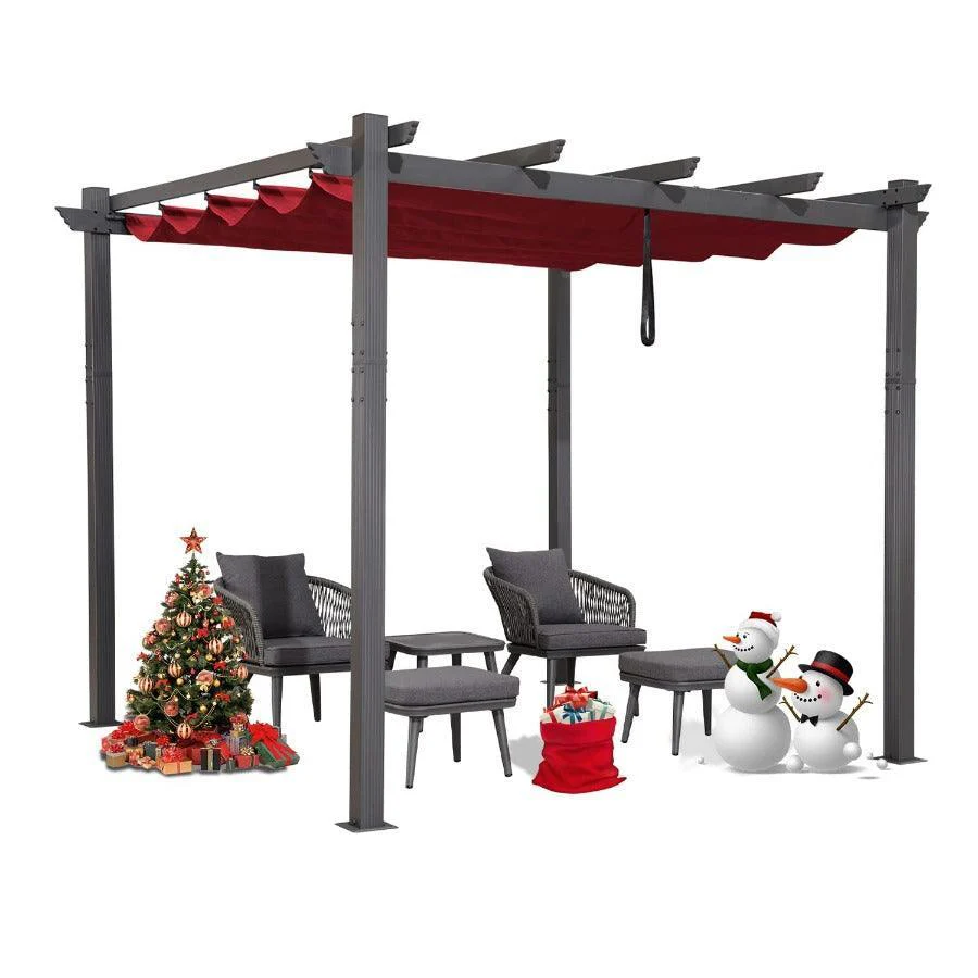 PURPLE LEAF Outdoor Pergola with Retractable Canopy Aluminum Shelter for Porch Garden  Beach Shade Pavilion Pergola Modern Backyard Deck - Image 14