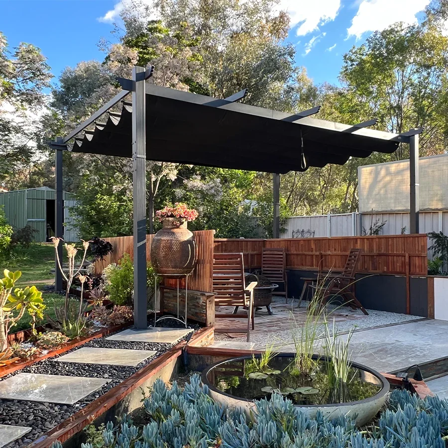 PURPLE LEAF Outdoor Pergola with Retractable Canopy Aluminum Shelter for Porch Garden  Beach Shade Pavilion Pergola Modern Backyard Deck - Image 233