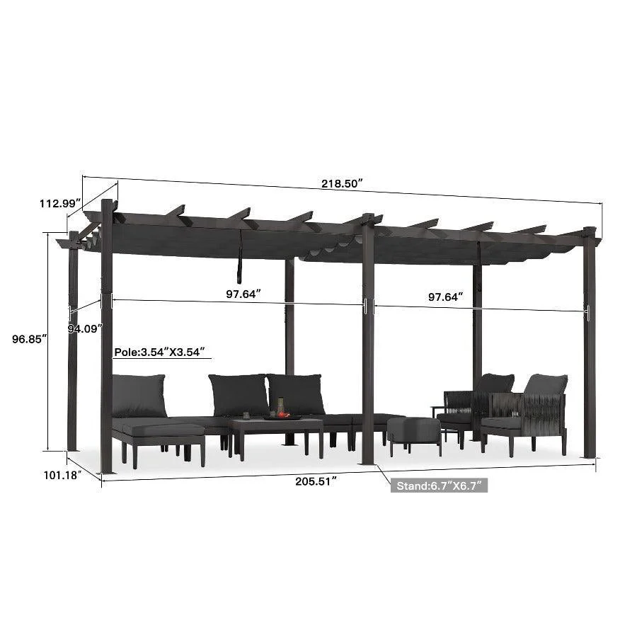 PURPLE LEAF Outdoor Pergola with Retractable Canopy Aluminum Shelter for Porch Garden  Beach Shade Pavilion Pergola Modern Backyard Deck - Image 69