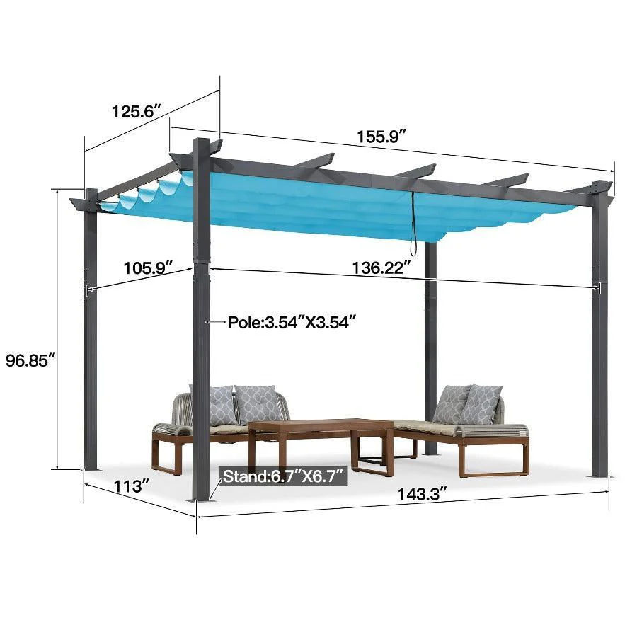 PURPLE LEAF Outdoor Pergola with Retractable Canopy Aluminum Shelter for Porch Garden  Beach Shade Pavilion Pergola Modern Backyard Deck - Image 97