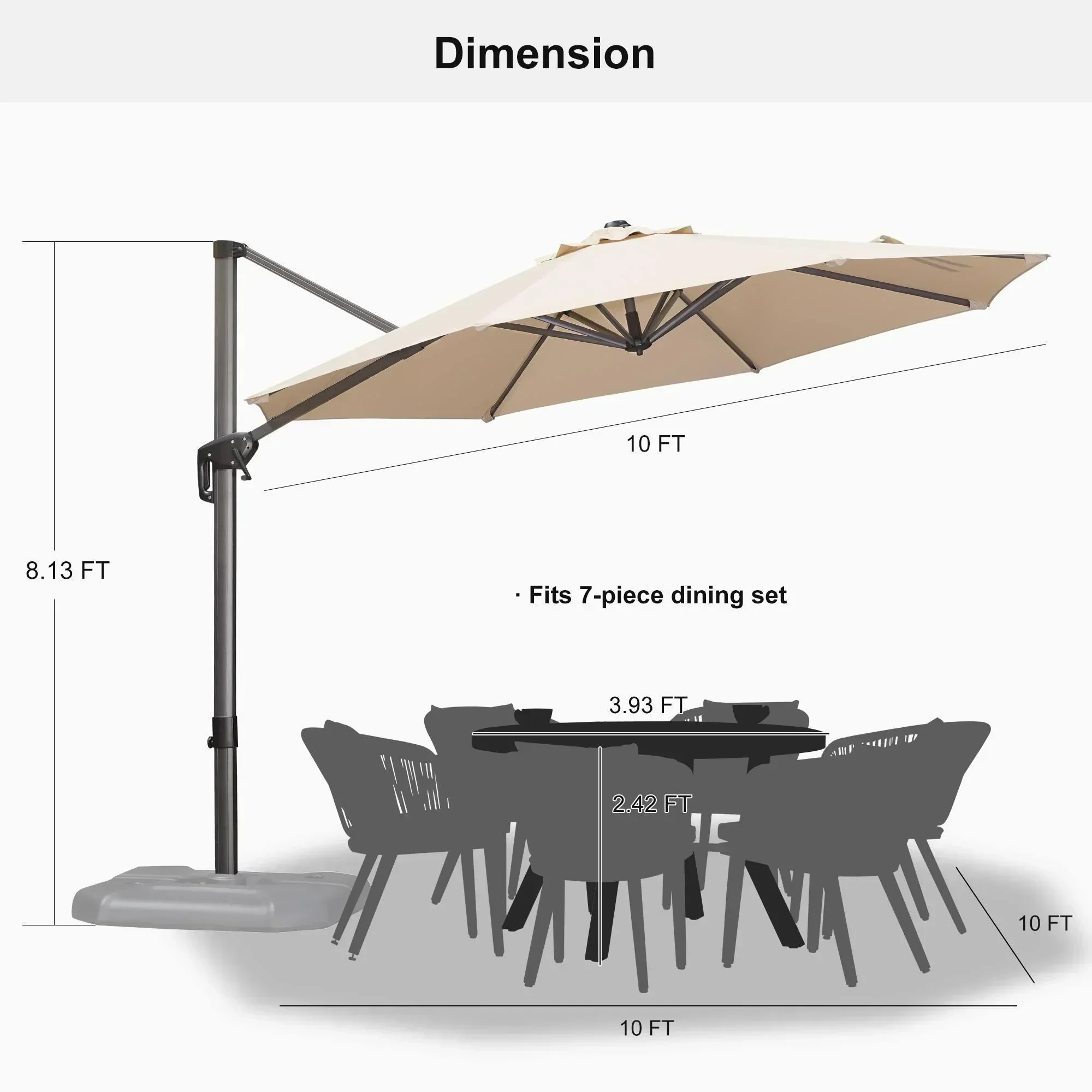PURPLE LEAF Affordable Outdoor Umbrella Round Cantilever Umbrella for Garden - Image 101