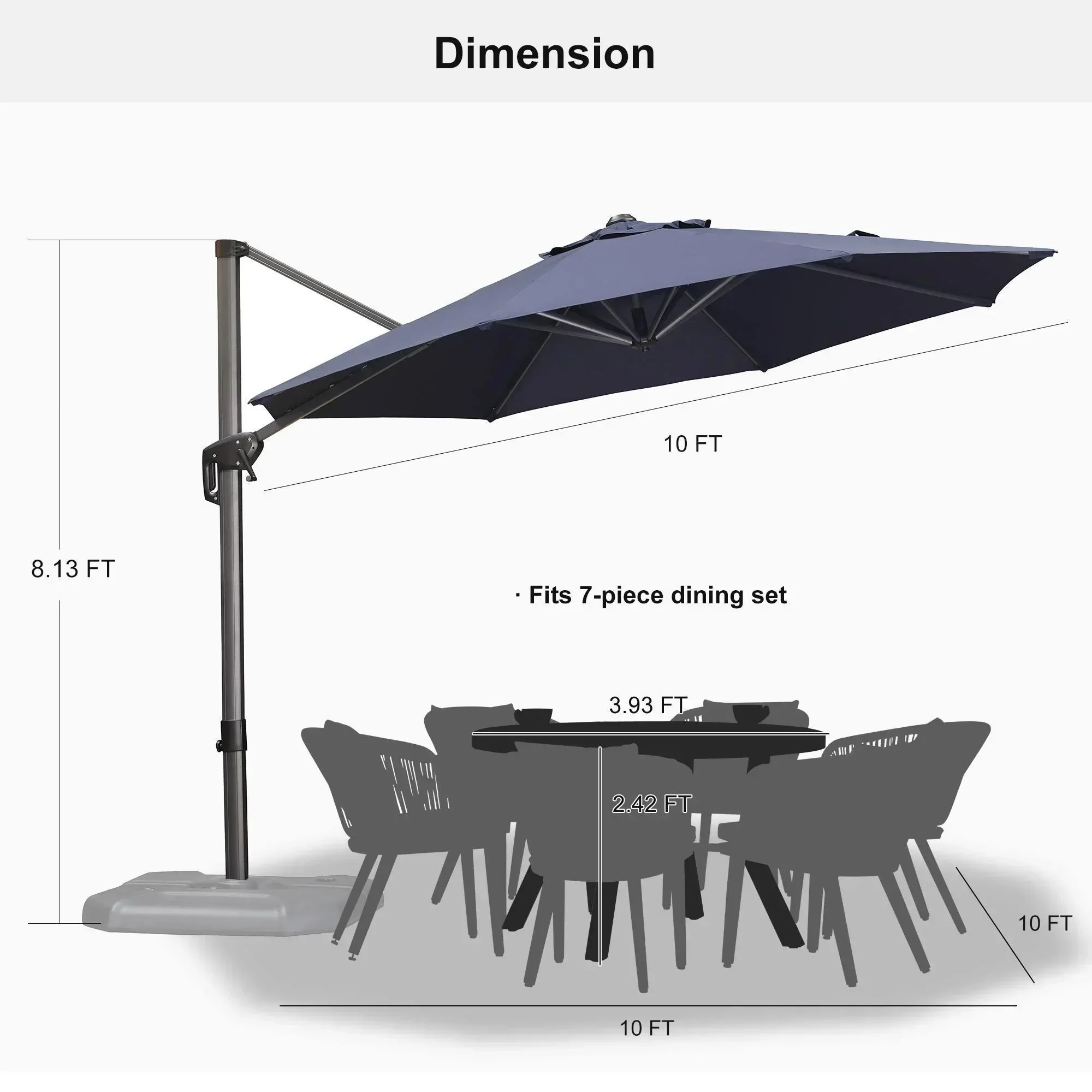 PURPLE LEAF Affordable Outdoor Umbrella Round Cantilever Umbrella for Garden - Image 102