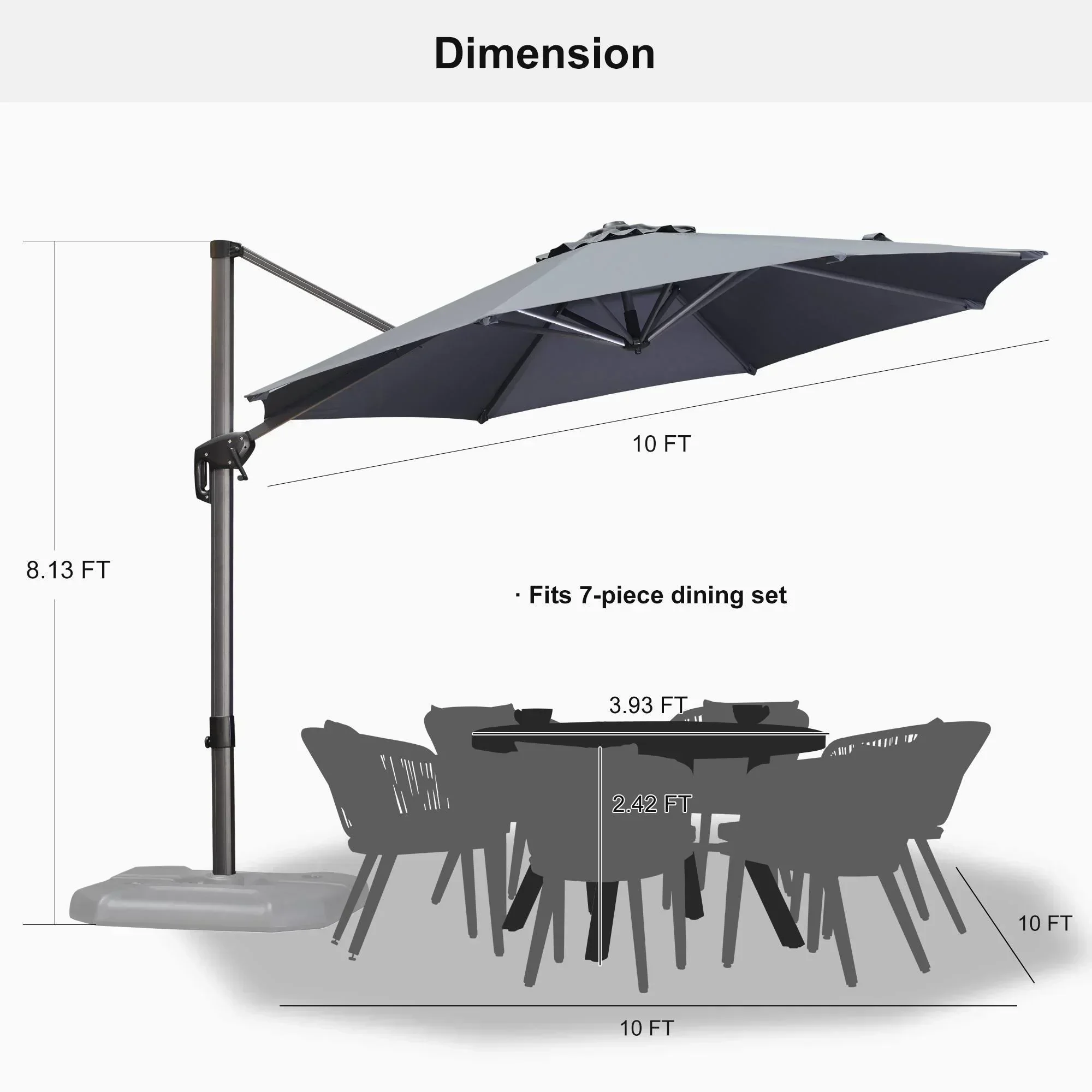 PURPLE LEAF Affordable Outdoor Umbrella Round Cantilever Umbrella for Garden - Image 103