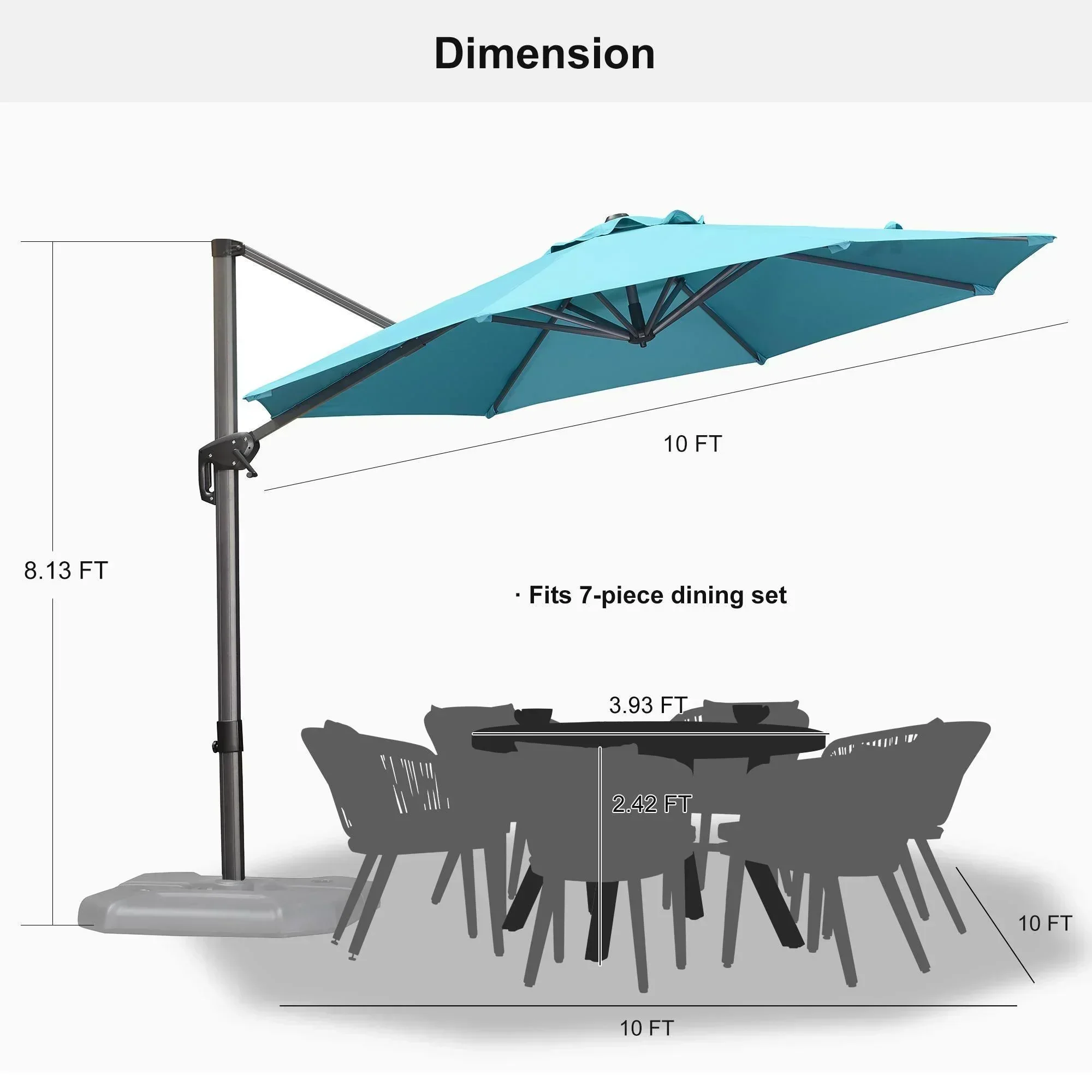 PURPLE LEAF Affordable Outdoor Umbrella Round Cantilever Umbrella for Garden - Image 104