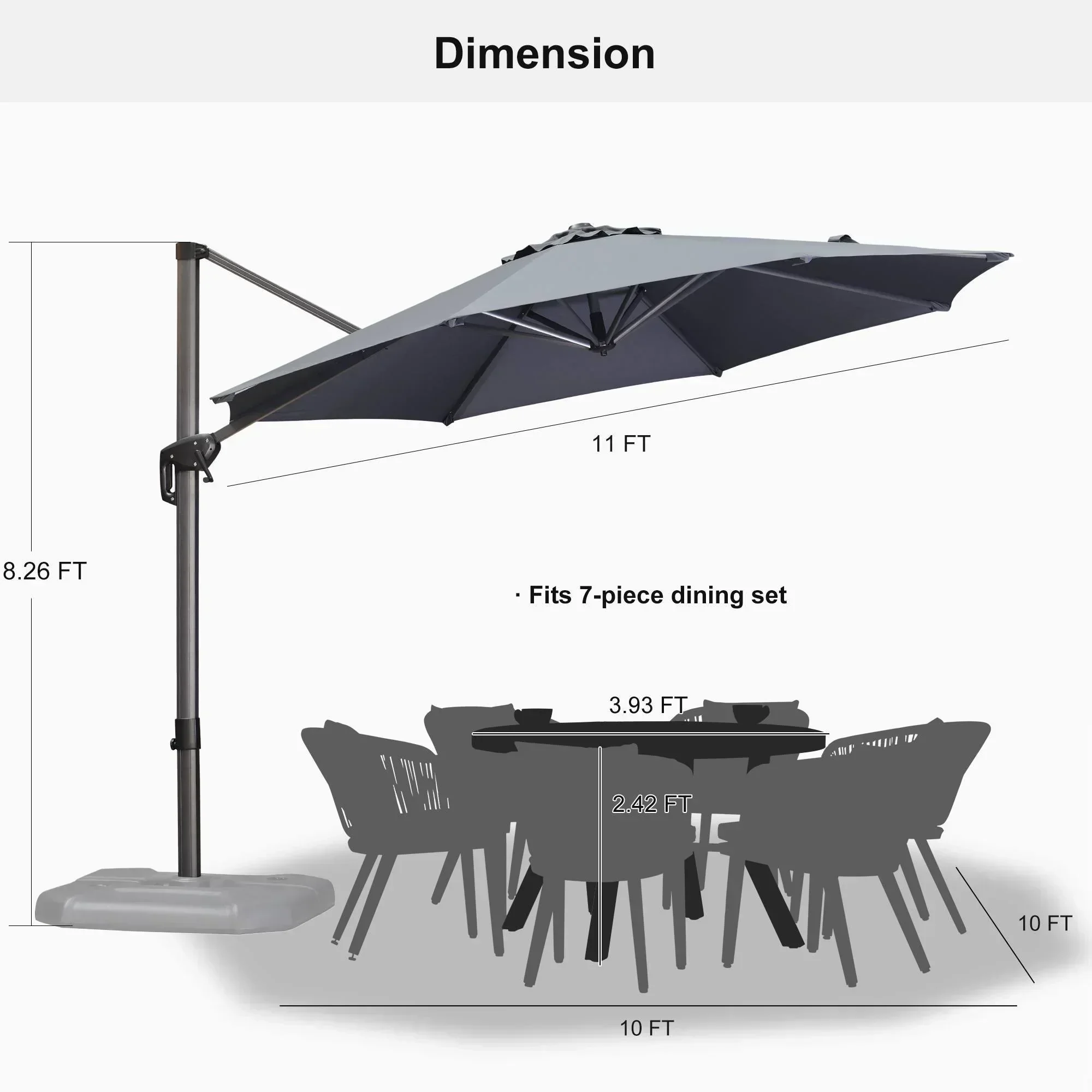 PURPLE LEAF Affordable Outdoor Umbrella Round Cantilever Umbrella for Garden - Image 107
