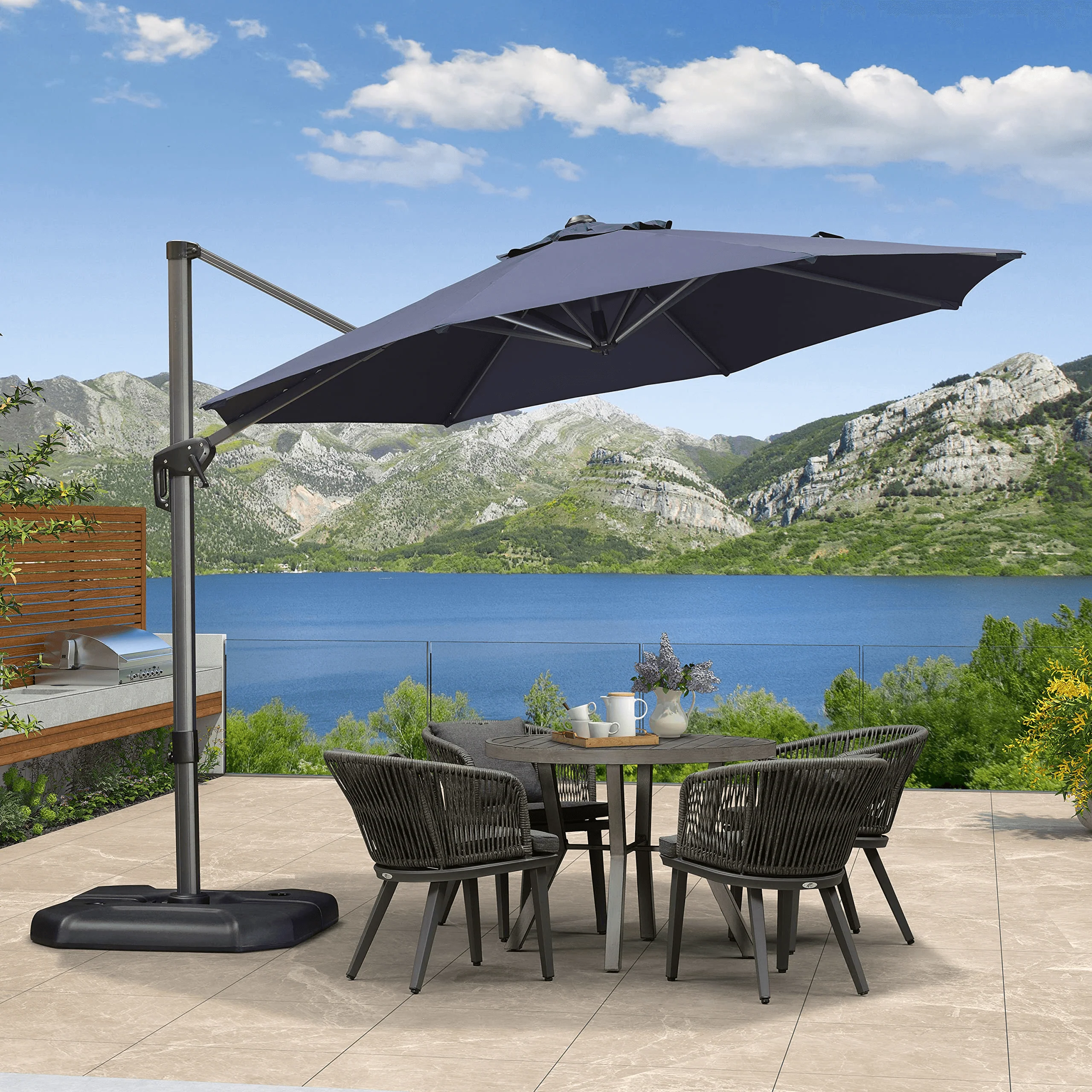 PURPLE LEAF Affordable Outdoor Umbrella Round Cantilever Umbrella for Garden - Image 11