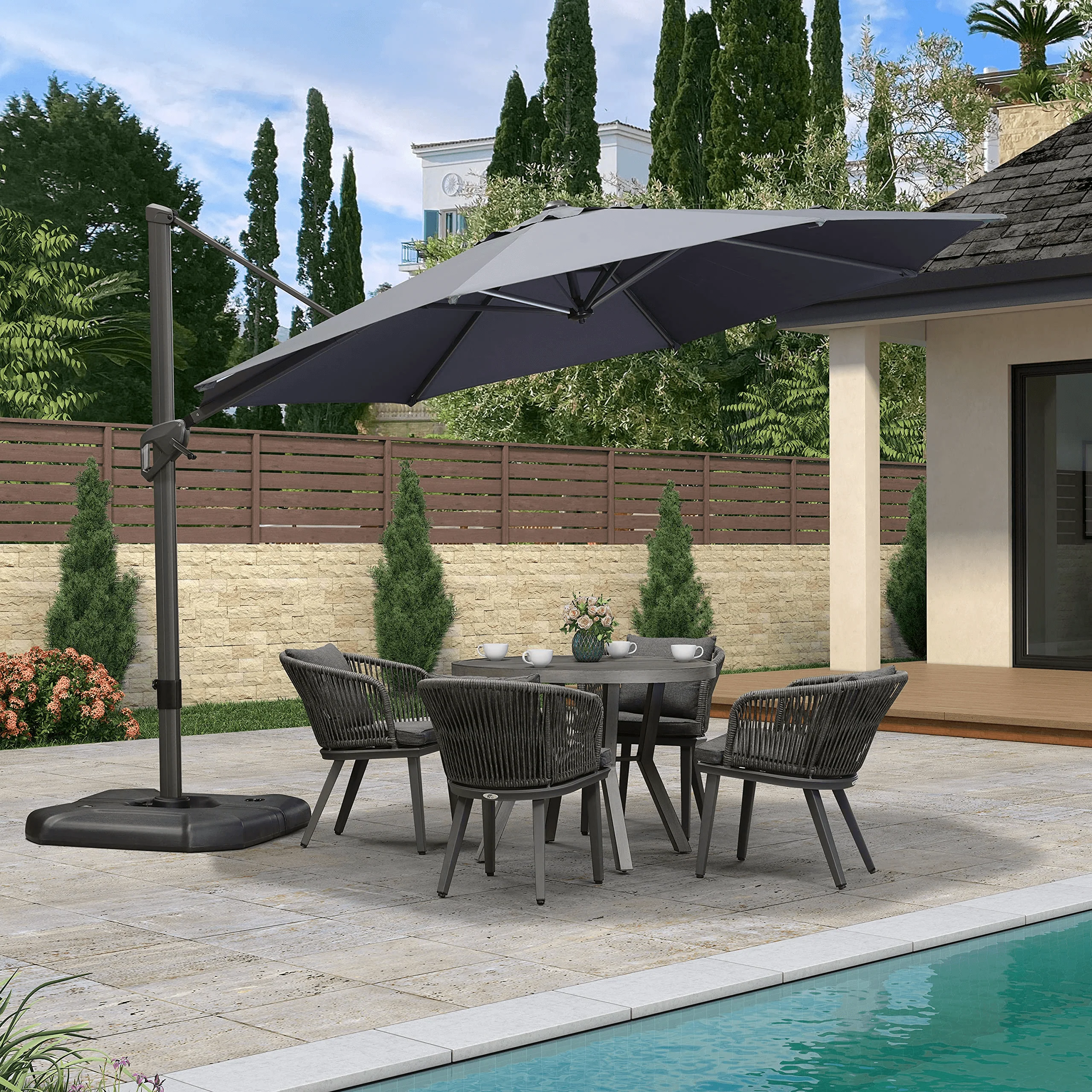 PURPLE LEAF Affordable Outdoor Umbrella Round Cantilever Umbrella for Garden - Image 24