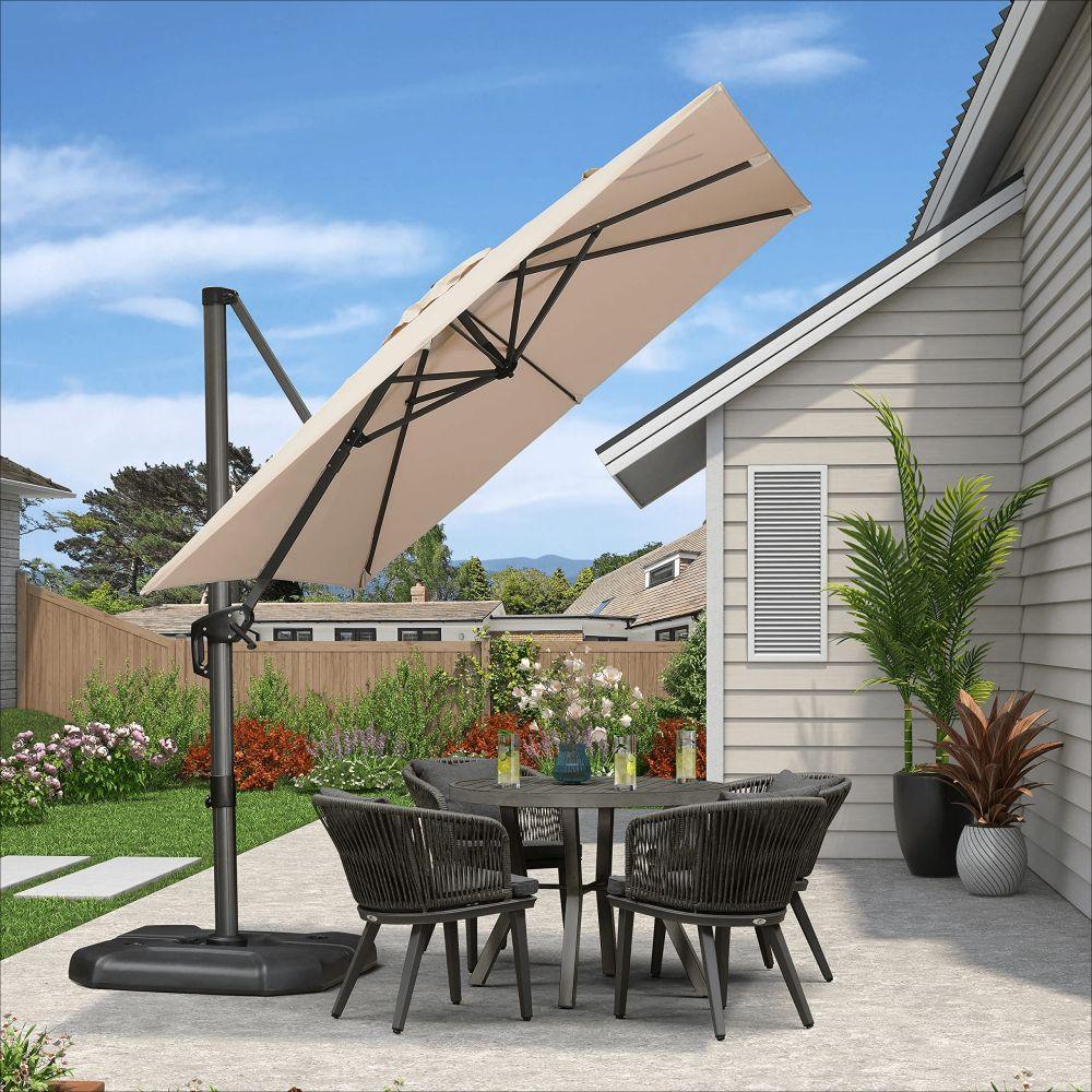 PURPLE LEAF Patio Outdoor Large Umbrella Square and Rectangular Cantilever Yard Sun Umbrellas - Image 17