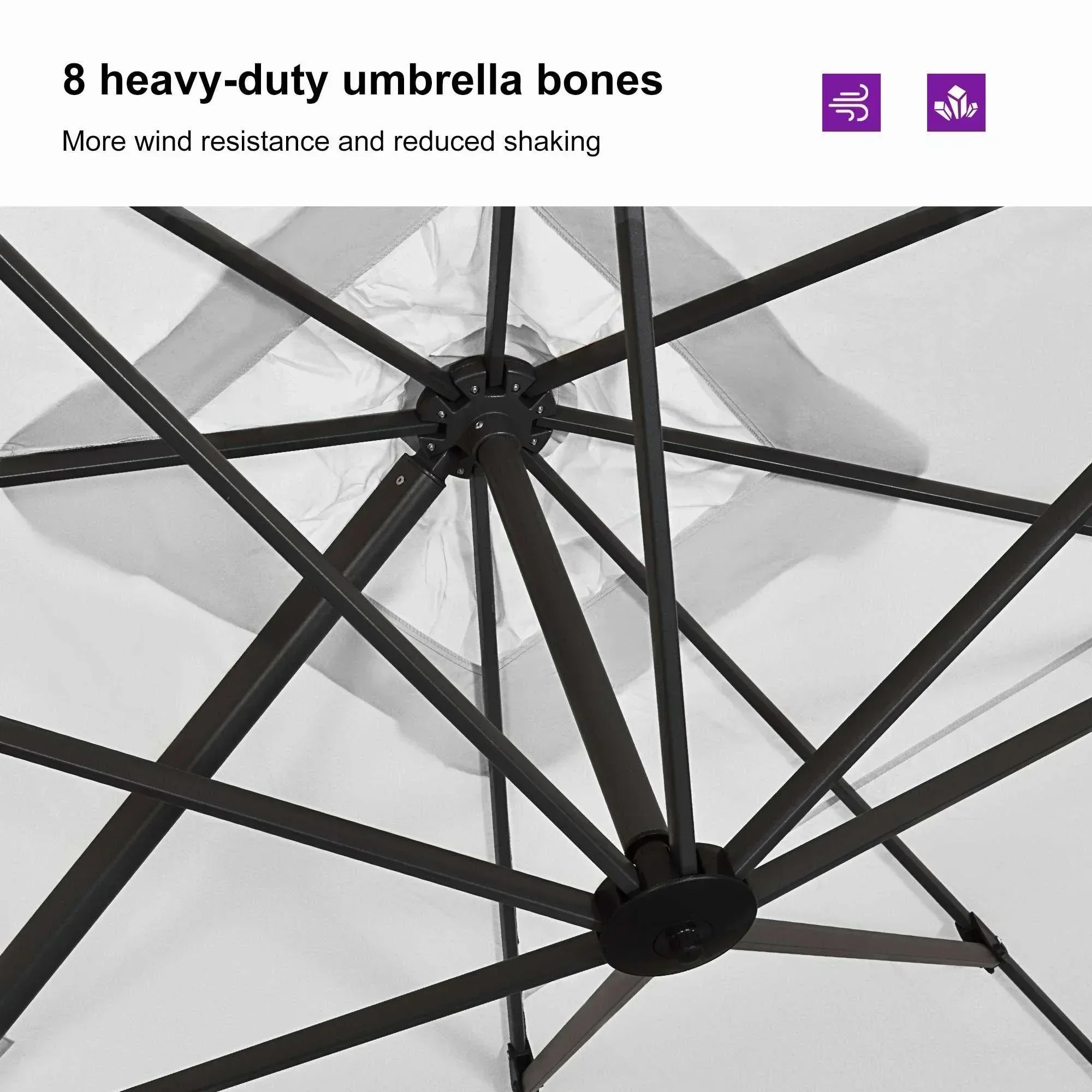 PURPLE LEAF Patio Outdoor Large Umbrella Square and Rectangular Cantilever Yard Sun Umbrellas - Image 56