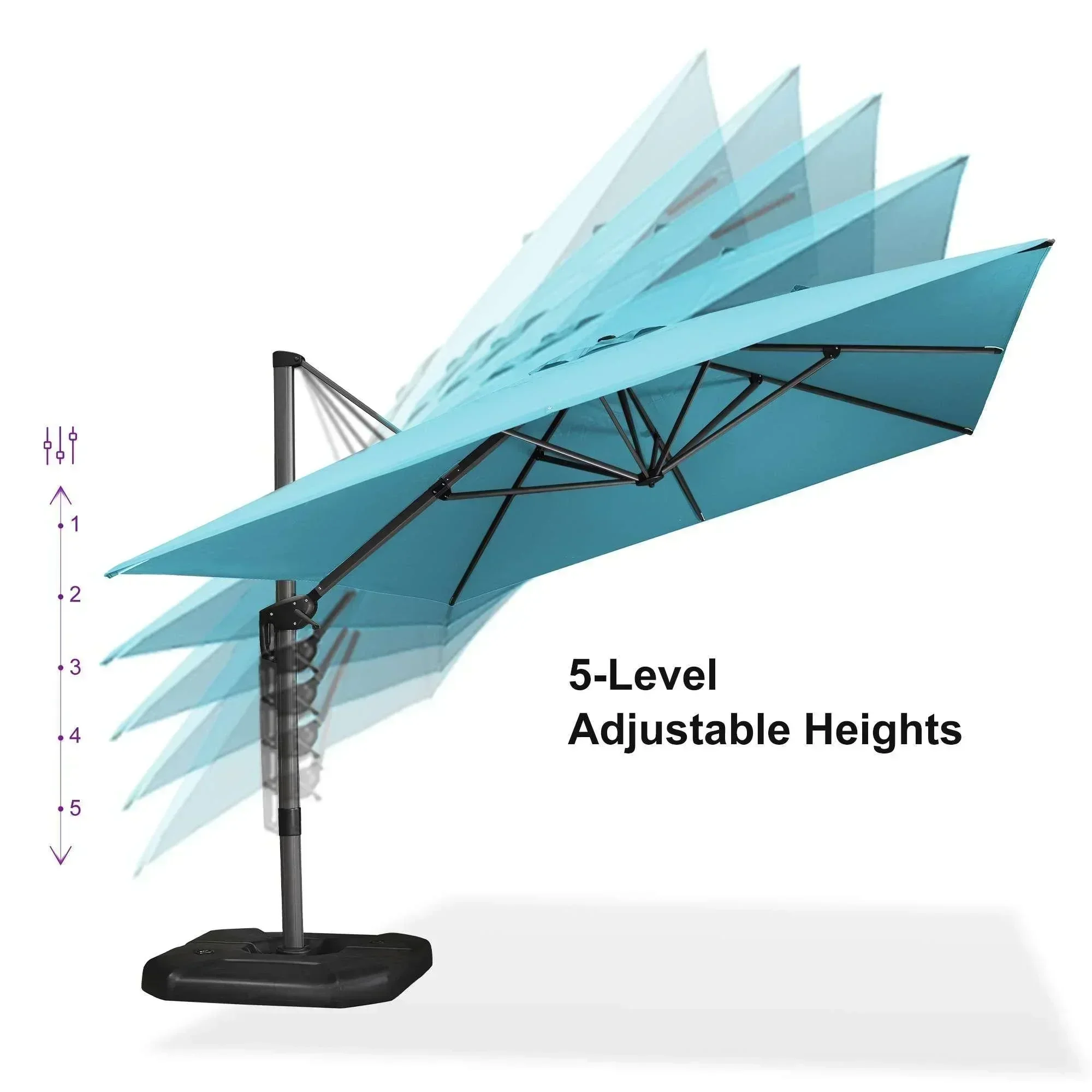 PURPLE LEAF Patio Outdoor Large Umbrella Square and Rectangular Cantilever Yard Sun Umbrellas - Image 64