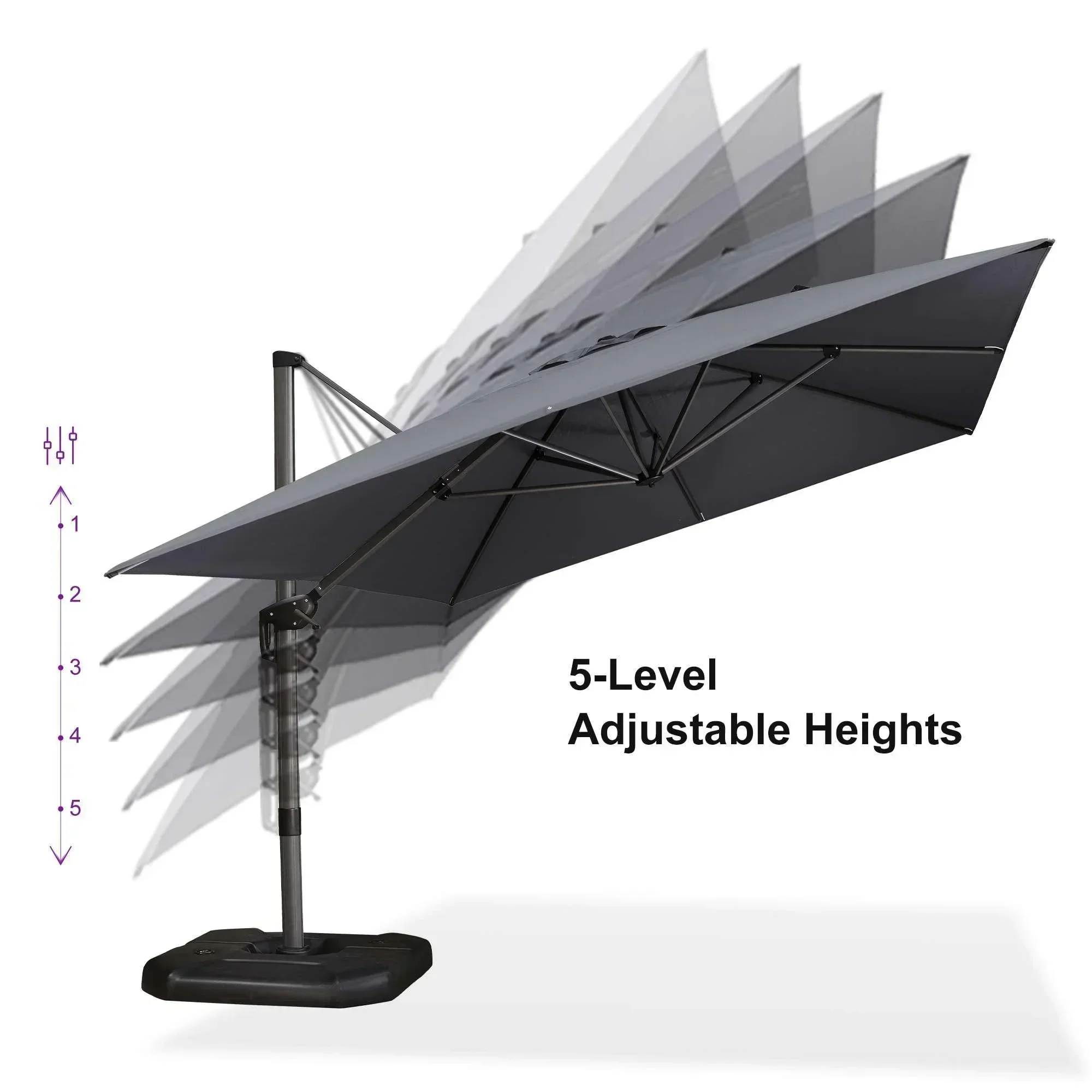 PURPLE LEAF Patio Outdoor Large Umbrella Square and Rectangular Cantilever Yard Sun Umbrellas - Image 68