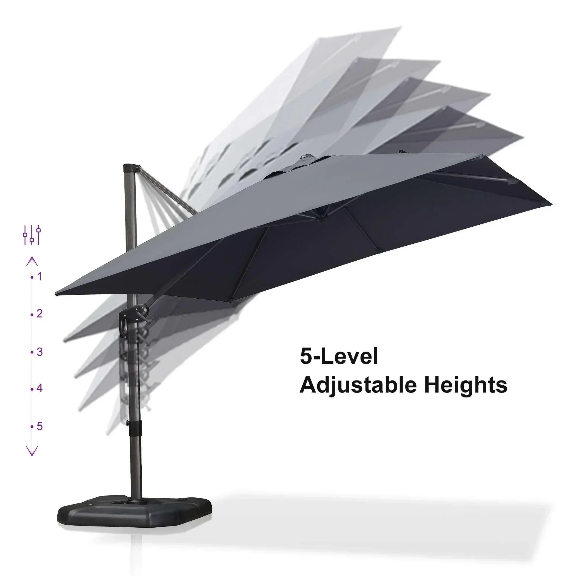 PURPLE LEAF Patio Outdoor Large Umbrella Square and Rectangular Cantilever Yard Sun Umbrellas - Image 72