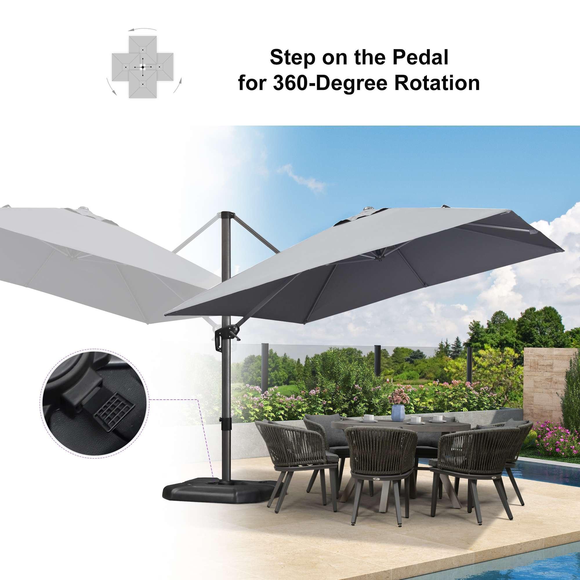 PURPLE LEAF Patio Outdoor Large Umbrella Square and Rectangular Cantilever Yard Sun Umbrellas - Image 73