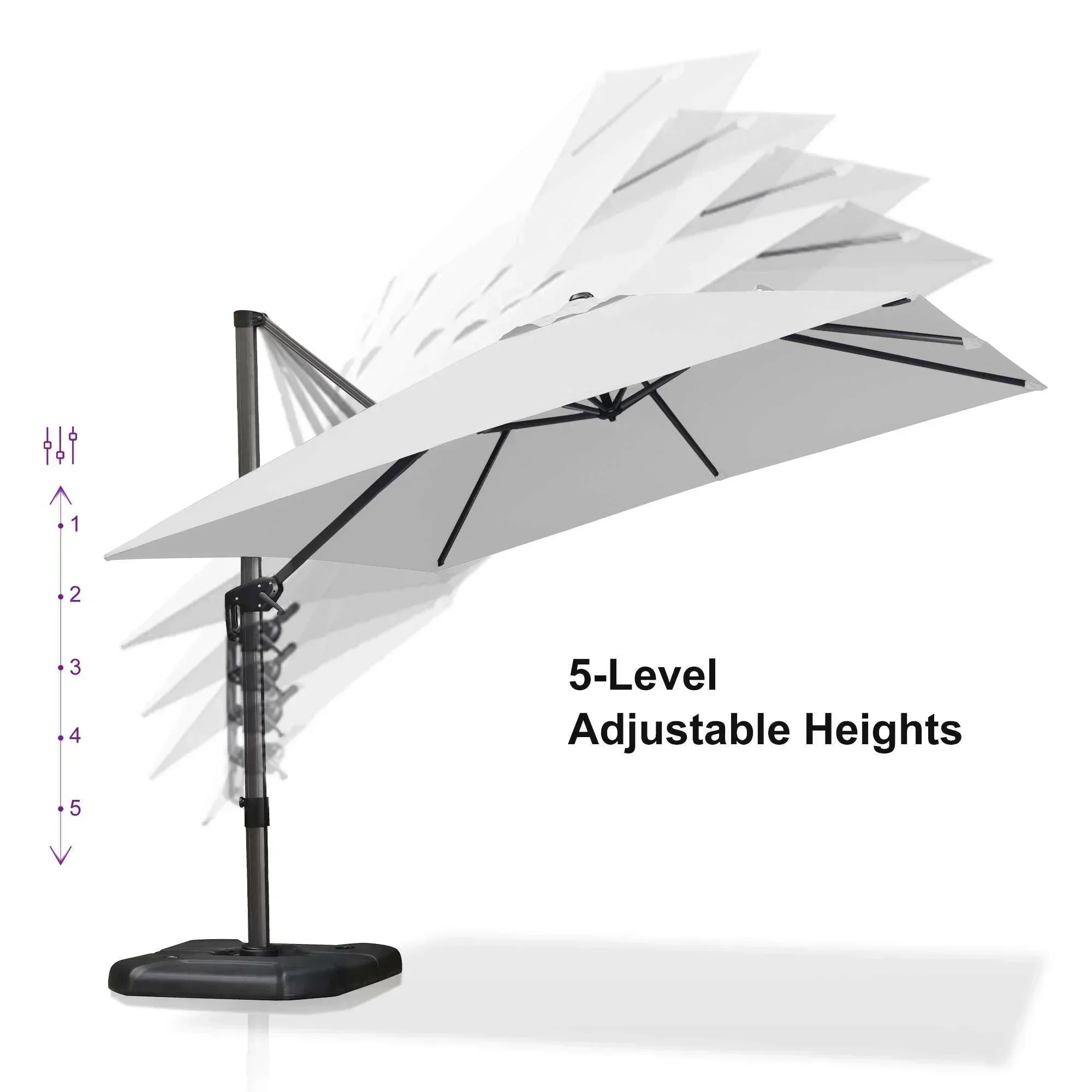 PURPLE LEAF Patio Outdoor Large Umbrella Square and Rectangular Cantilever Yard Sun Umbrellas - Image 74