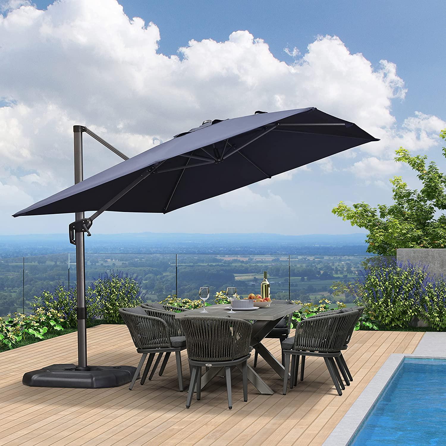 PURPLE LEAF Patio Outdoor Large Umbrella Square and Rectangular Cantilever Yard Sun Umbrellas - Image 24