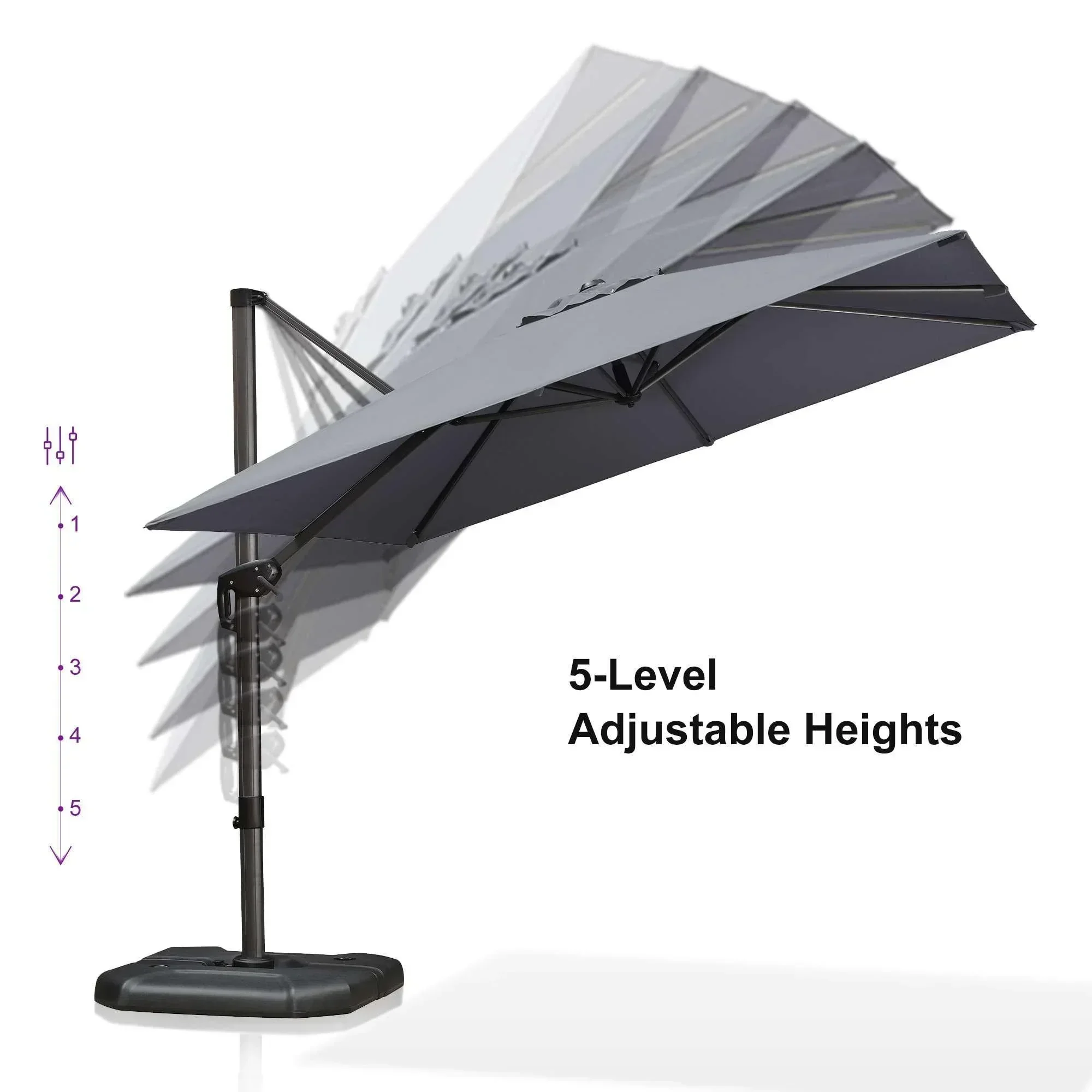 PURPLE LEAF Patio Outdoor Large Umbrella Square and Rectangular Cantilever Yard Sun Umbrellas - Image 85